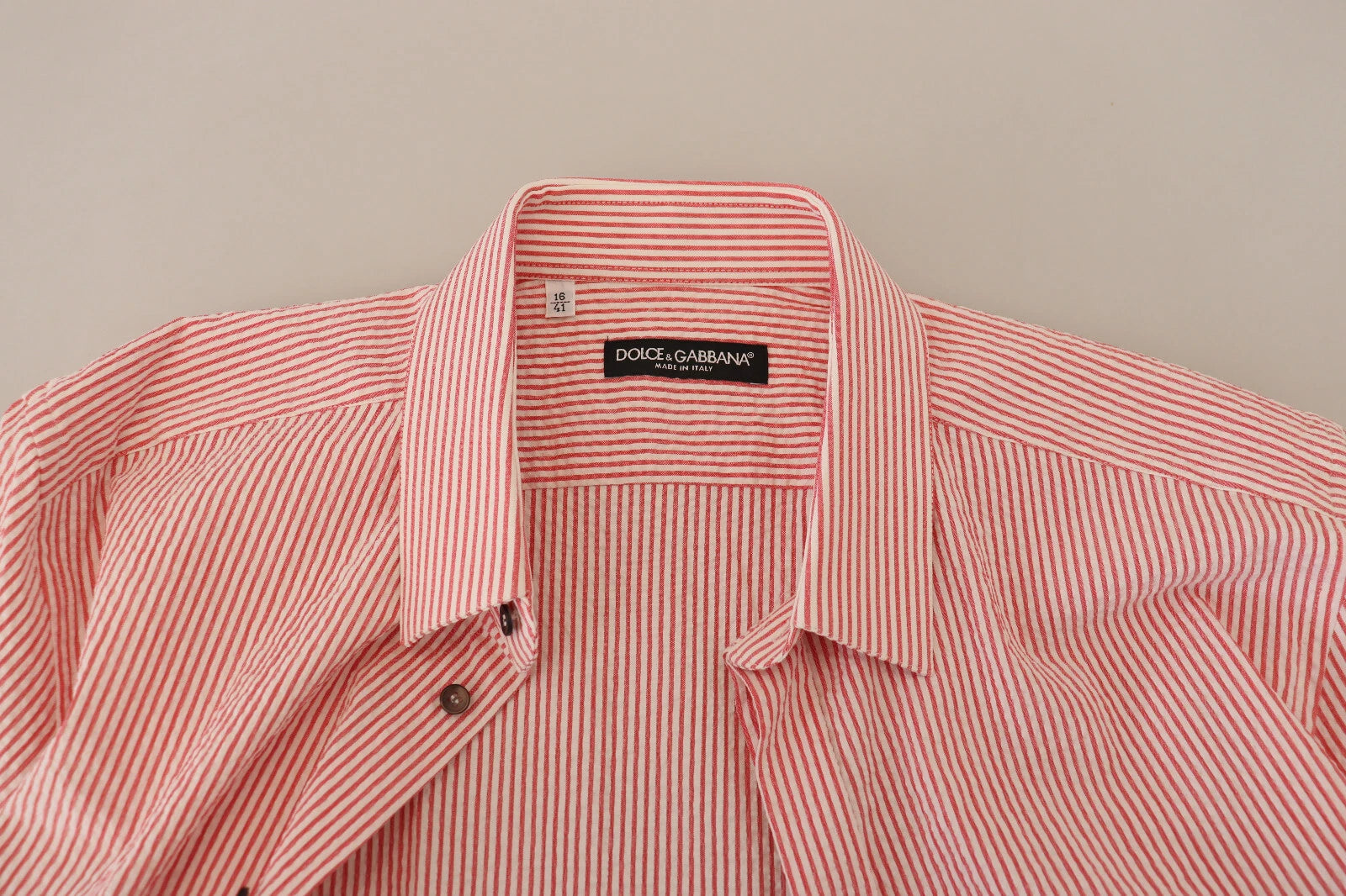 Dolce & Gabbana Rot-weiß gestreiftes Kurzarm-Baumwollhemd-6