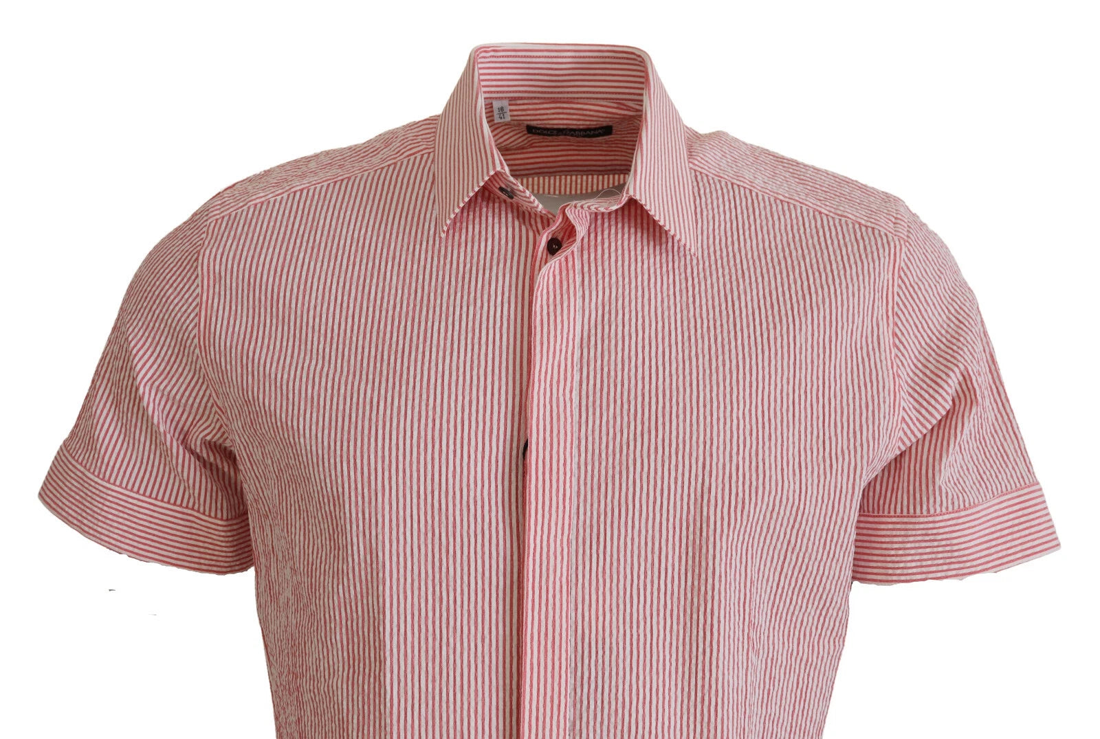 Dolce & Gabbana Rot-weiß gestreiftes Kurzarm-Baumwollhemd-5