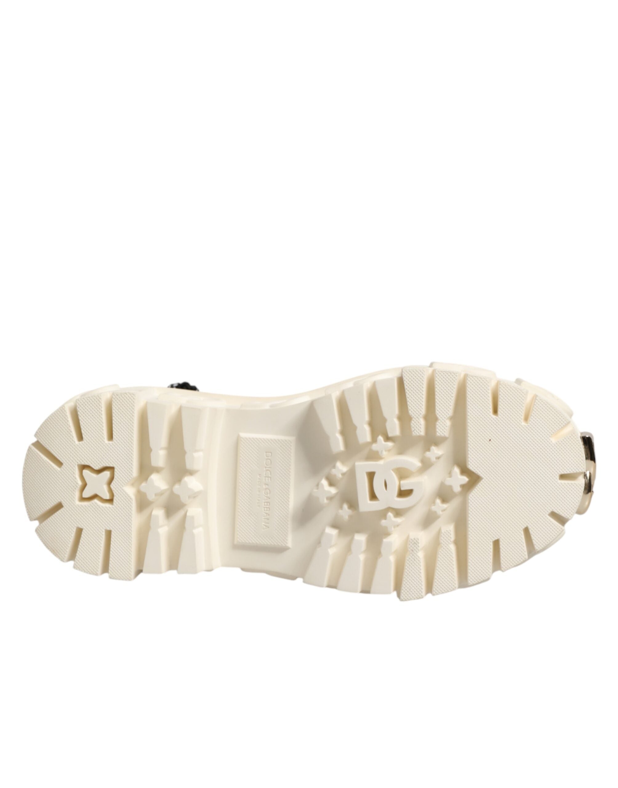Dolce & Gabbana Weiße Leder-Stiefeletten mit Gummi-Logo-8