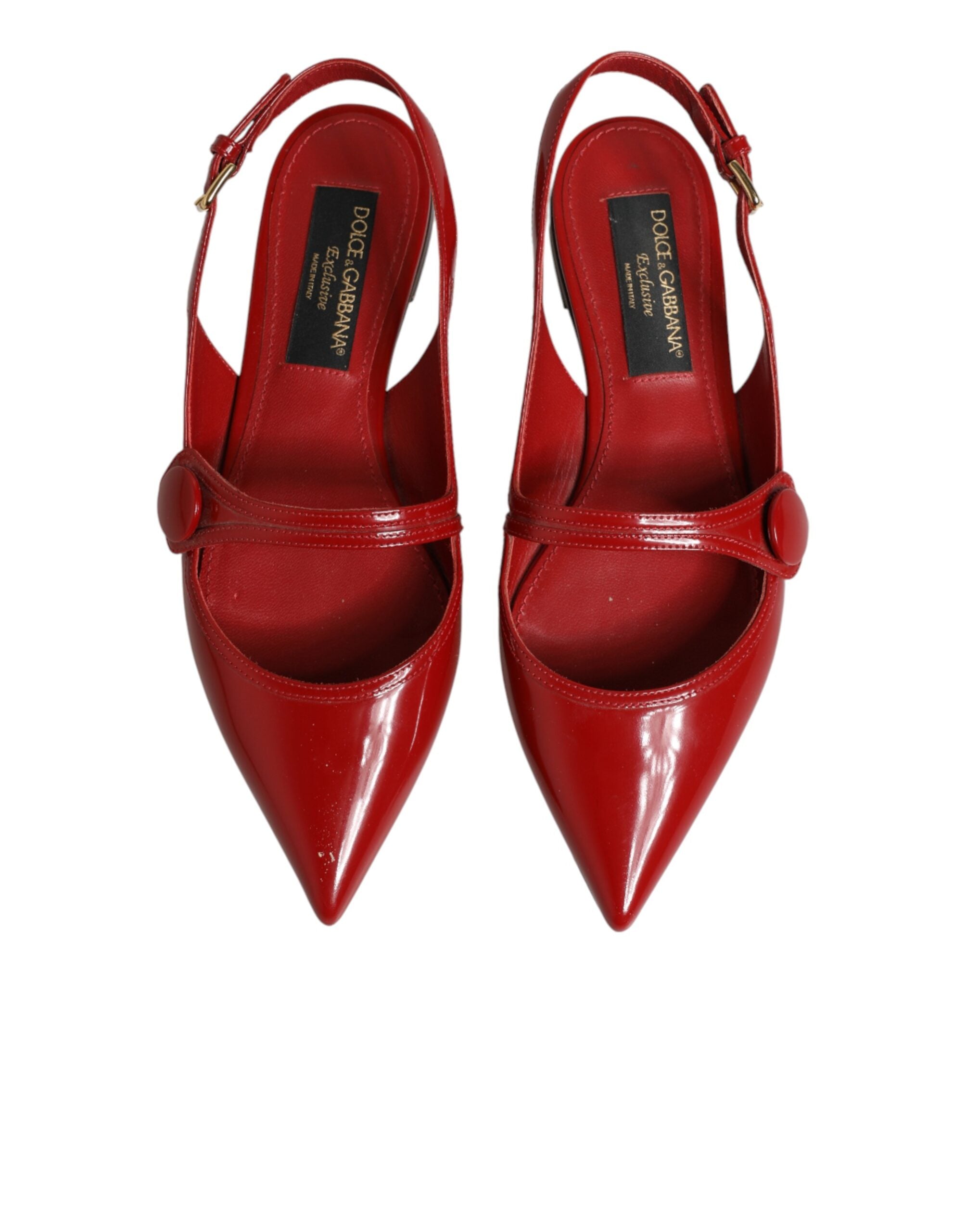 Dolce & Gabbana Red leather slingback ballet flats-4