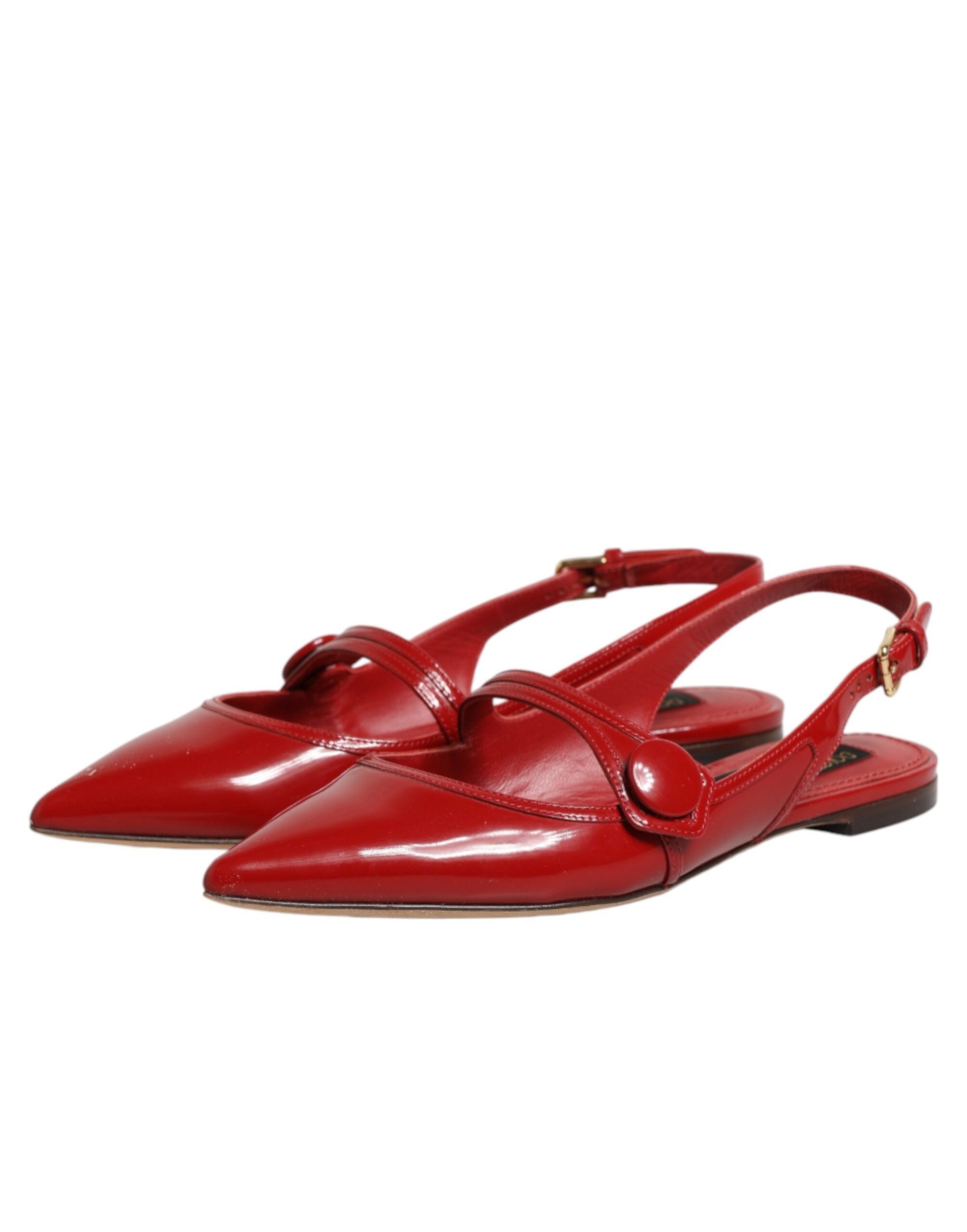 Dolce & Gabbana Red leather slingback ballet flats-5