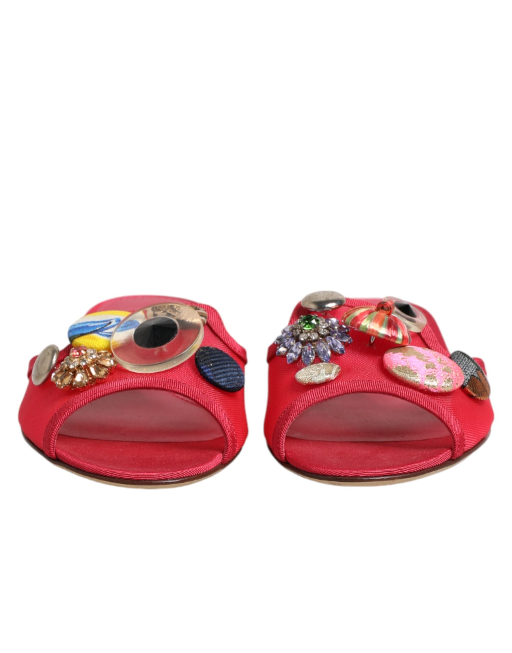 Dolce & Gabbana red embellished slip-on ballerina flats-3