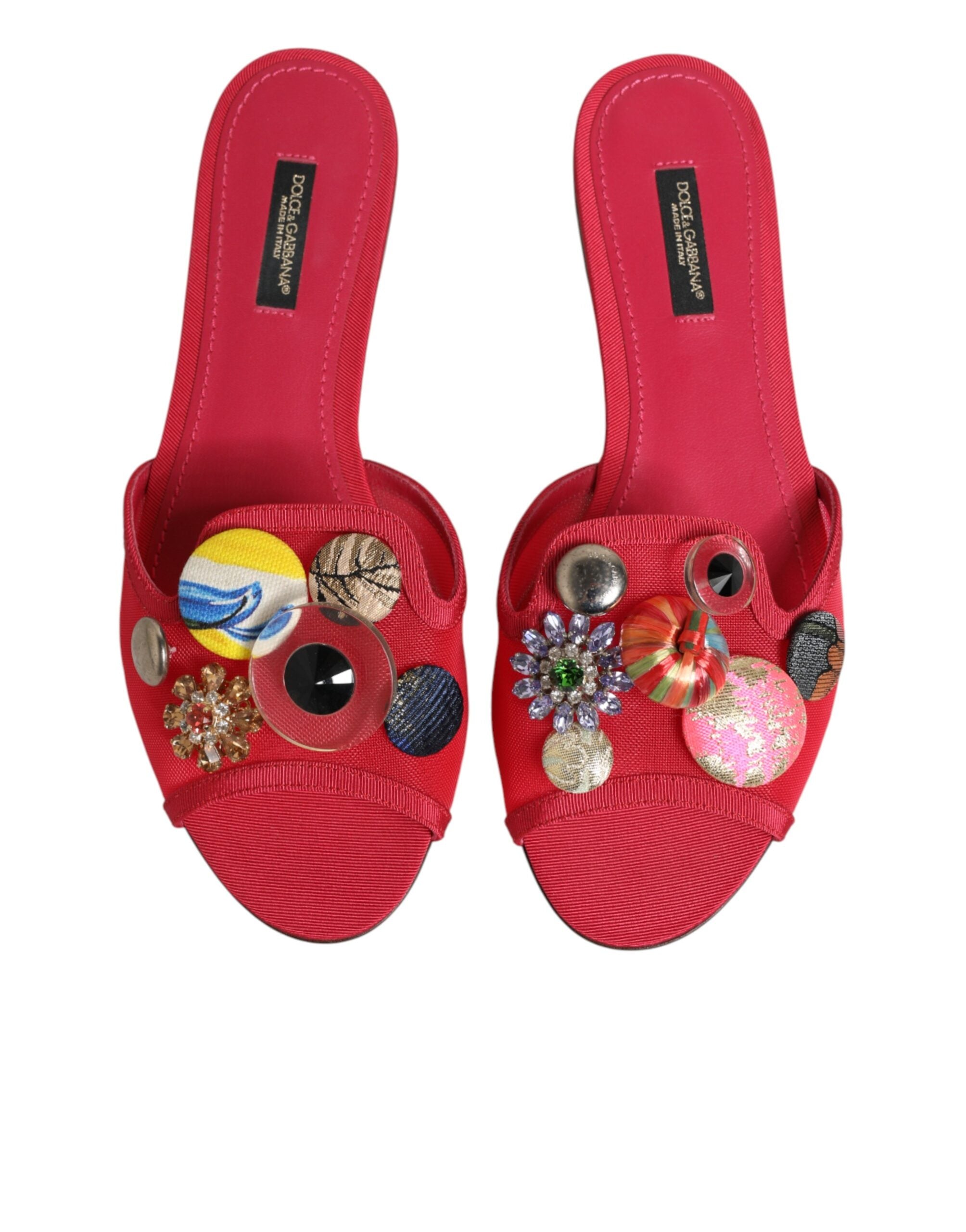 Dolce & Gabbana red embellished slip-on ballerina flats-4