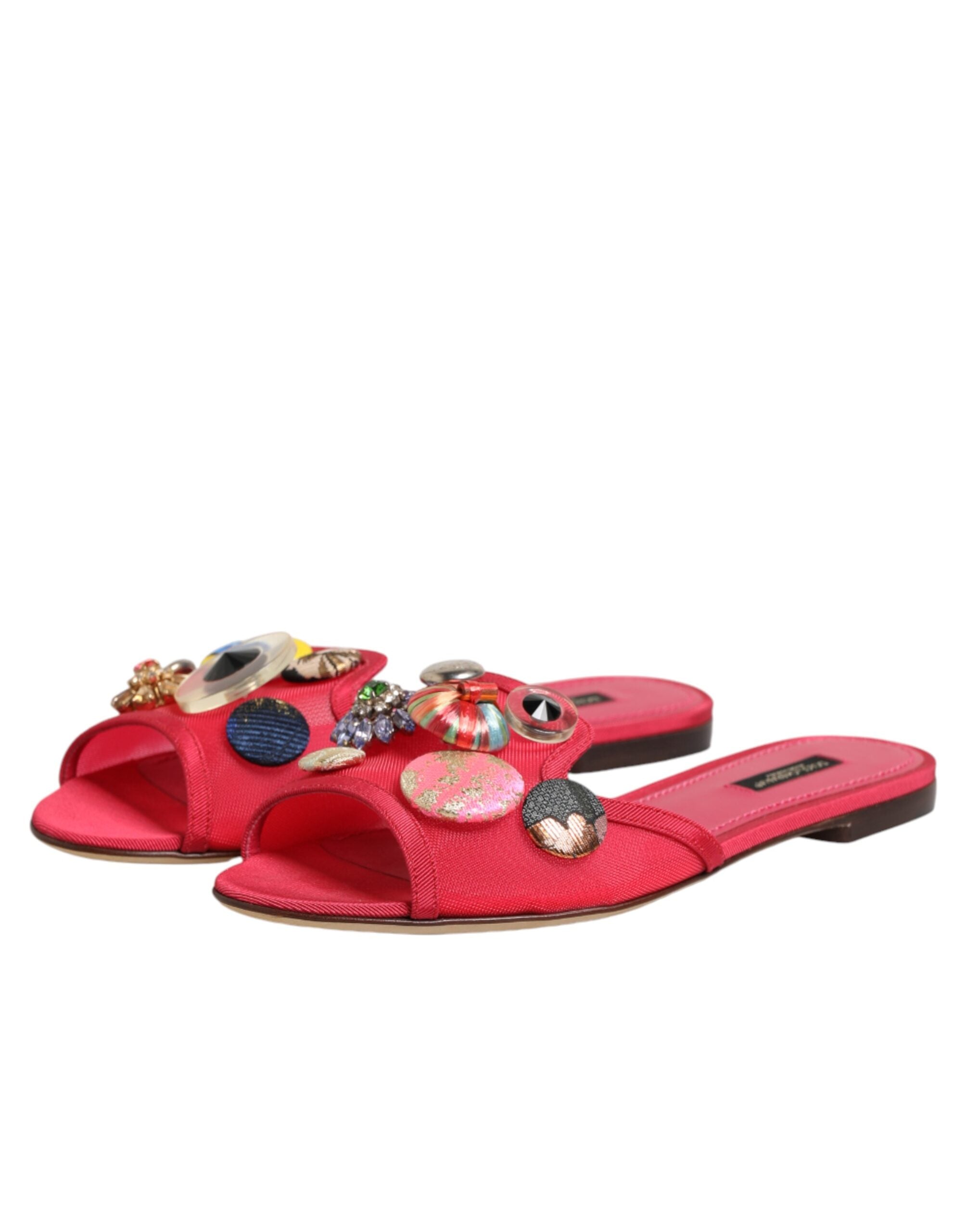 Dolce & Gabbana red embellished slip-on ballerina flats-5