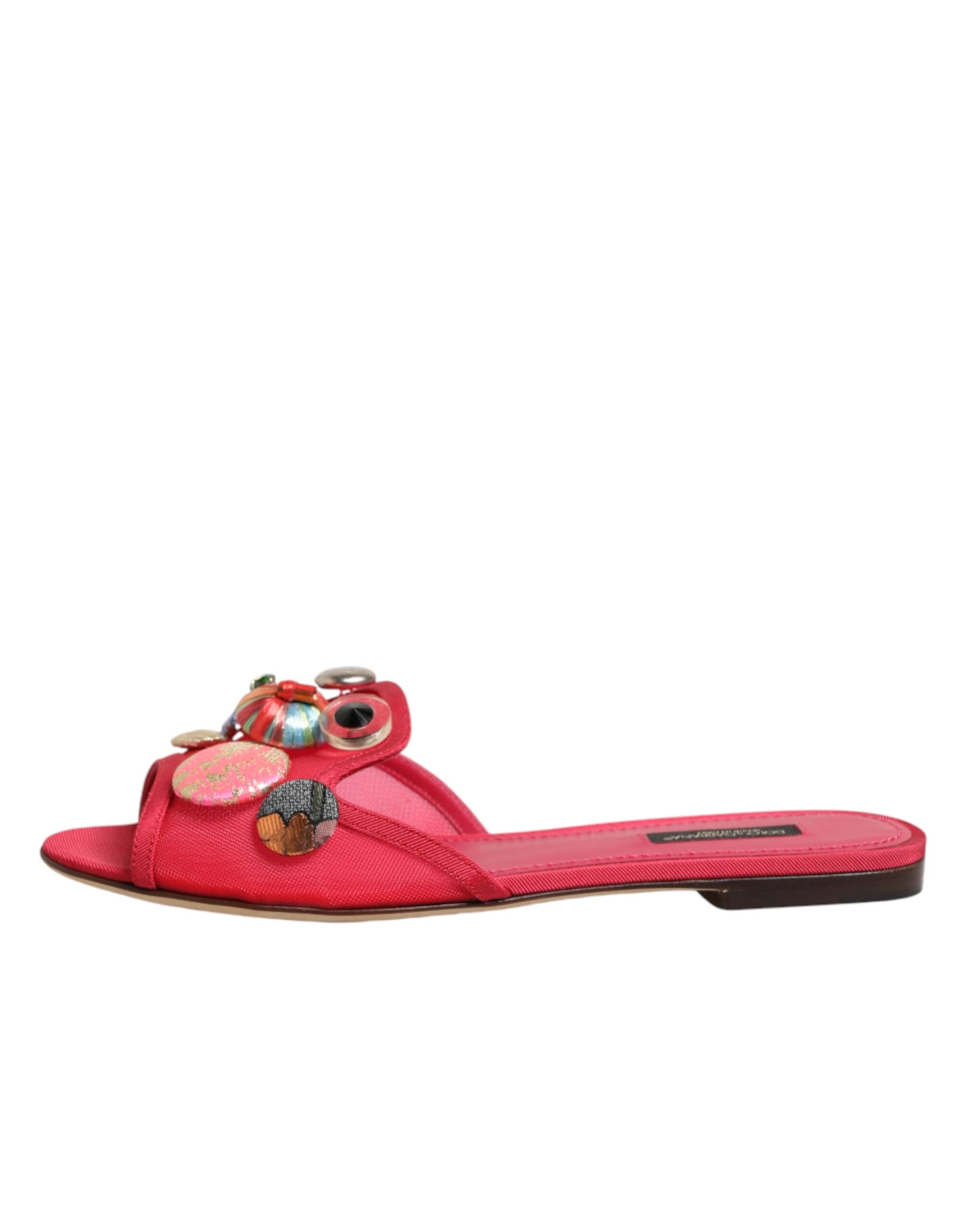 Dolce & Gabbana red embellished slip-on ballerina flats-7