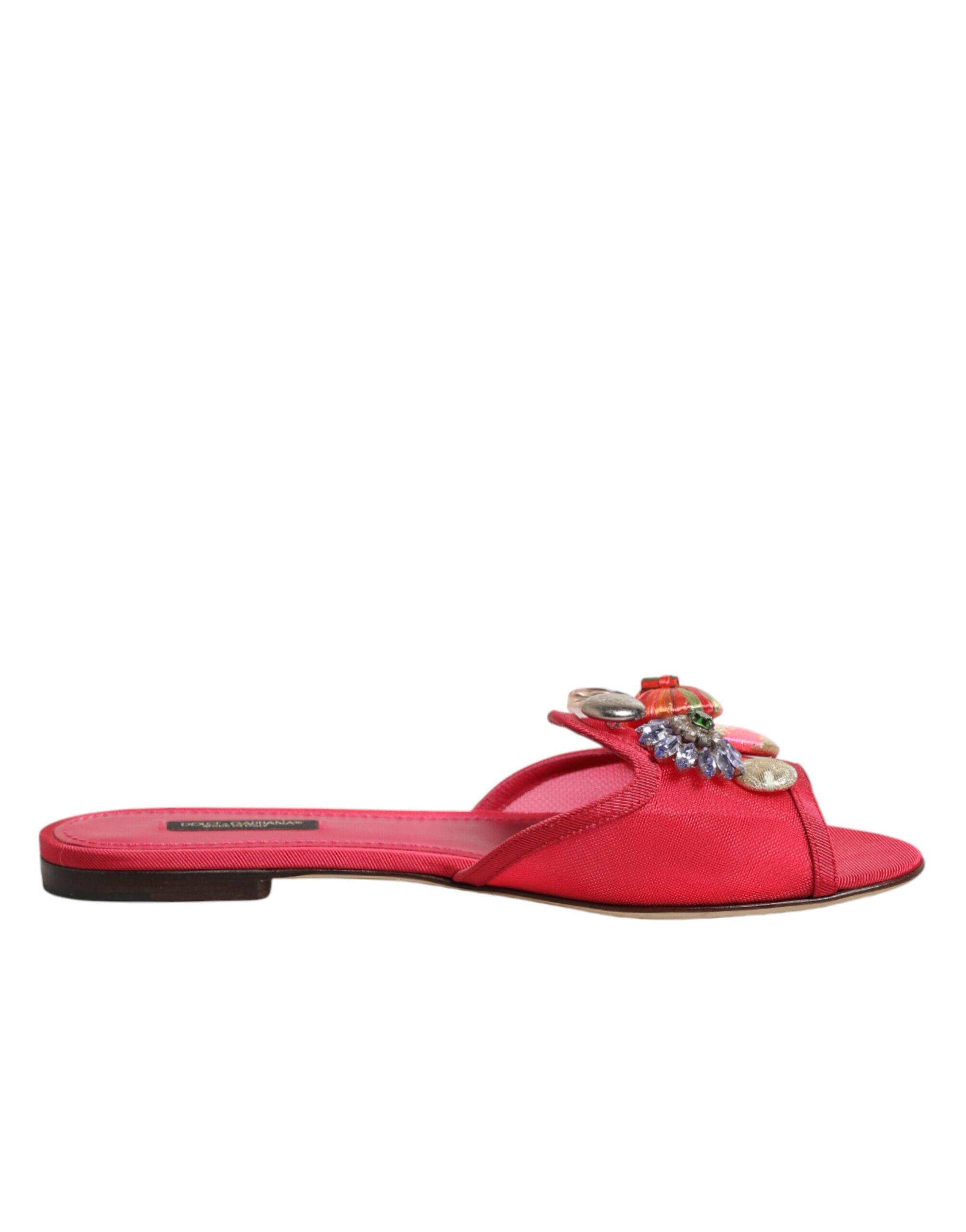 Dolce & Gabbana red embellished slip-on ballerina flats-2