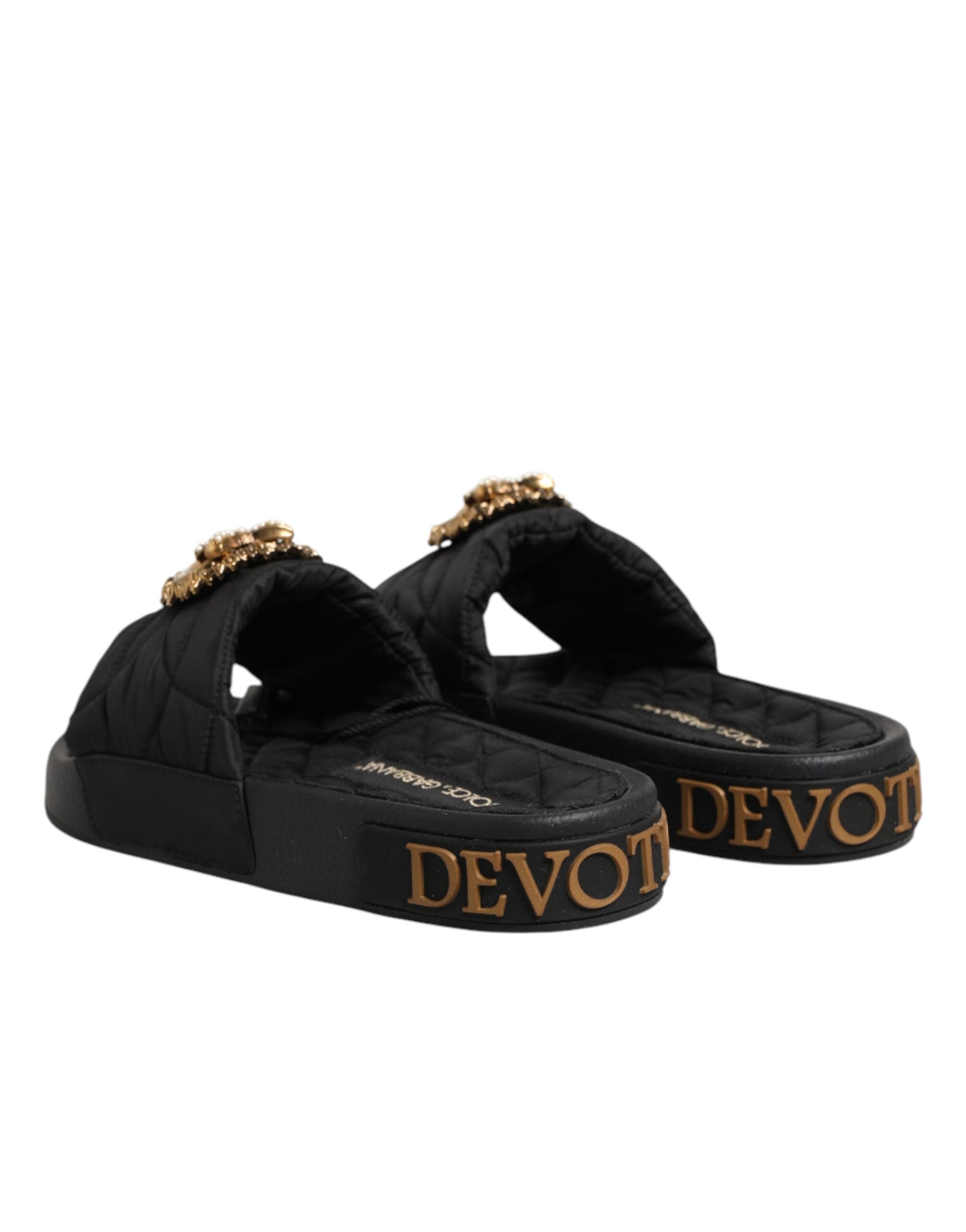 Dolce & Gabbana Black Devotion Matelassé Leather Mules-6