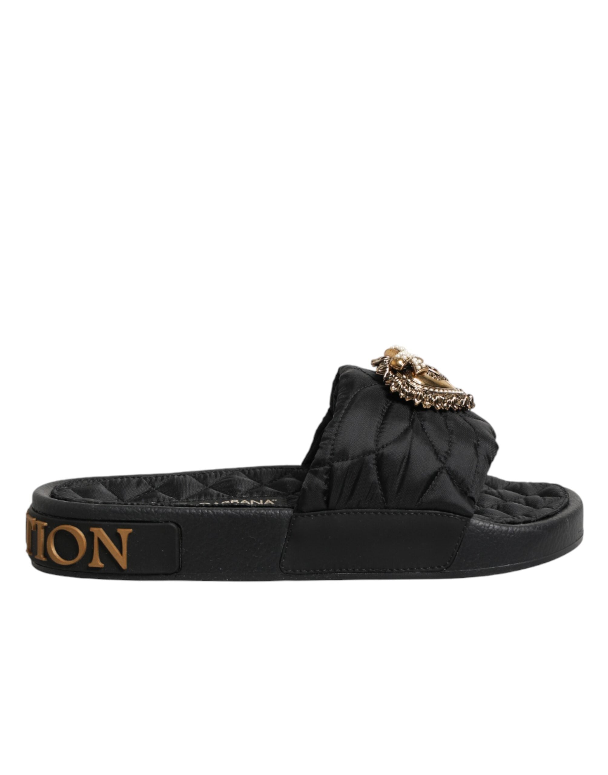 Dolce & Gabbana Black Devotion Matelassé Leather Mules-1