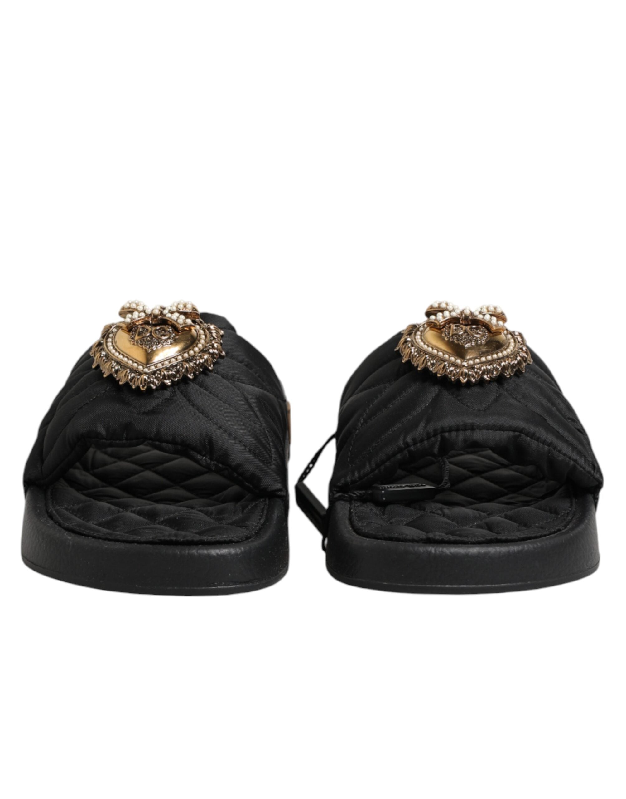 Dolce & Gabbana Black Devotion Matelassé Leather Mules-3