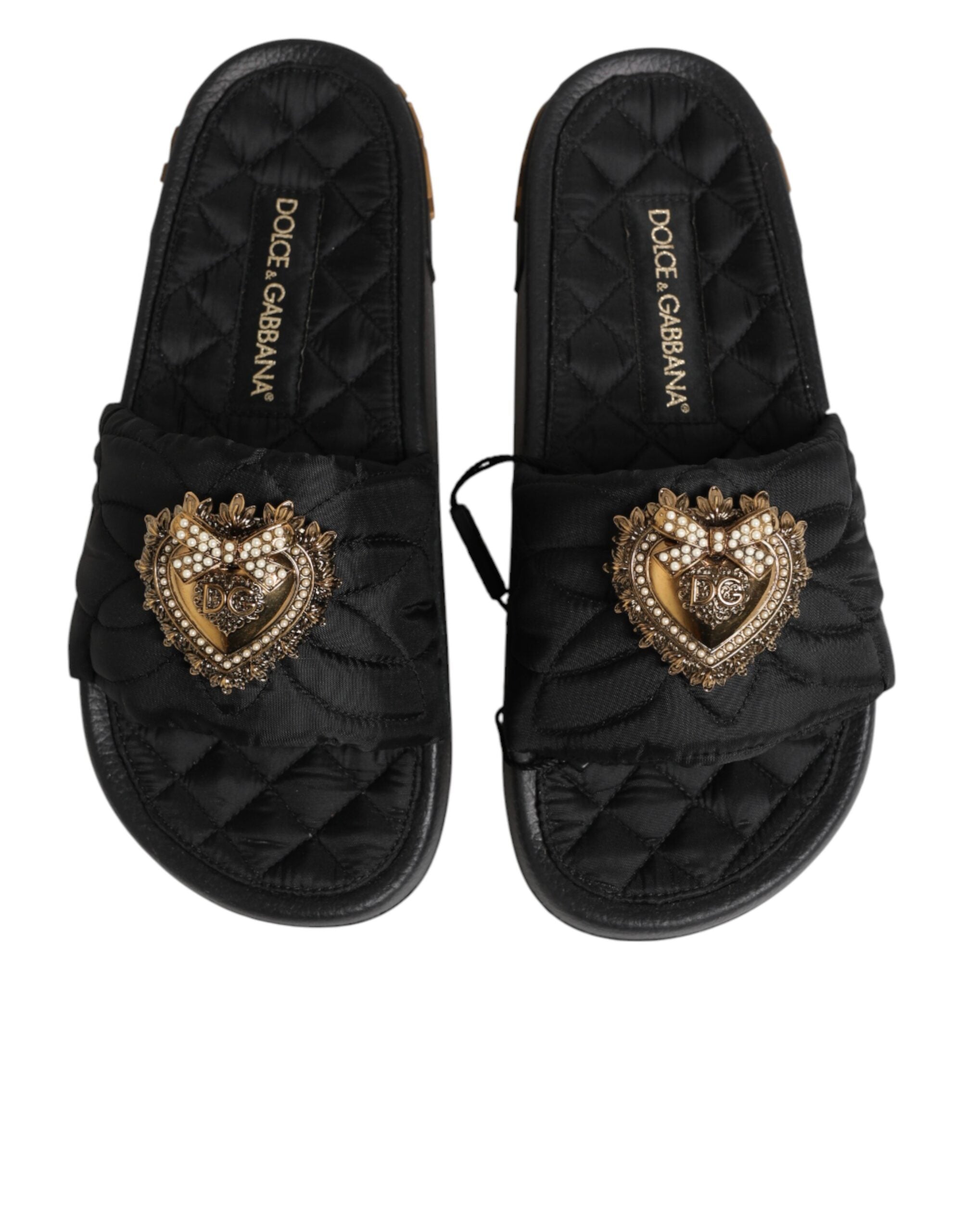 Dolce & Gabbana Black Devotion Matelassé Leather Mules-4