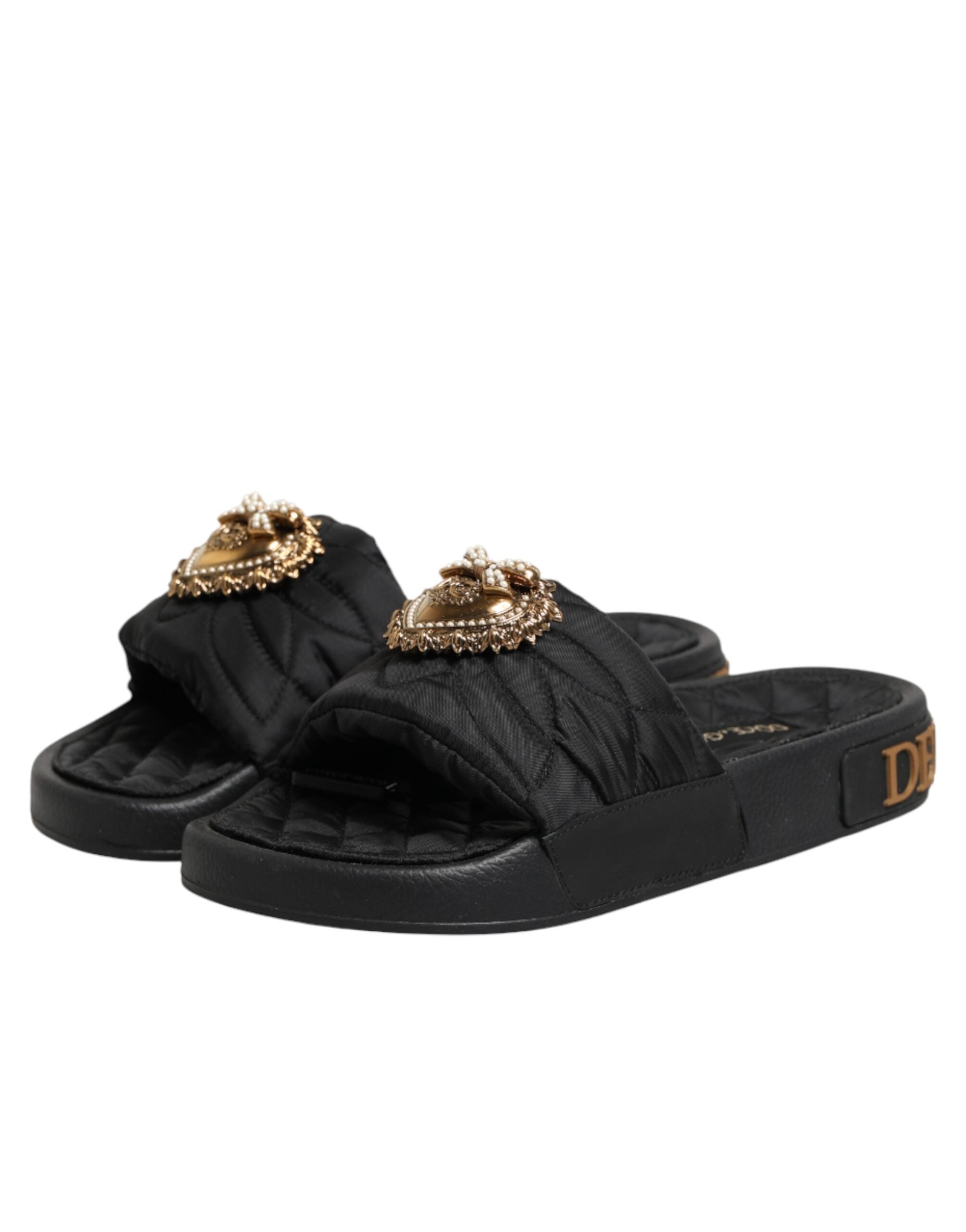 Dolce & Gabbana Black Devotion Matelassé Leather Mules-5