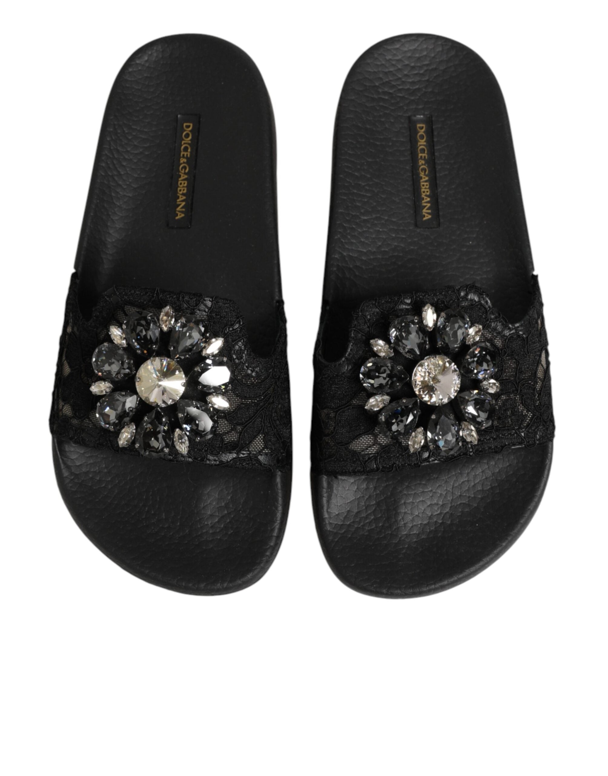 Dolce & Gabbana Black Devotion Matelassé Leather Slides-4