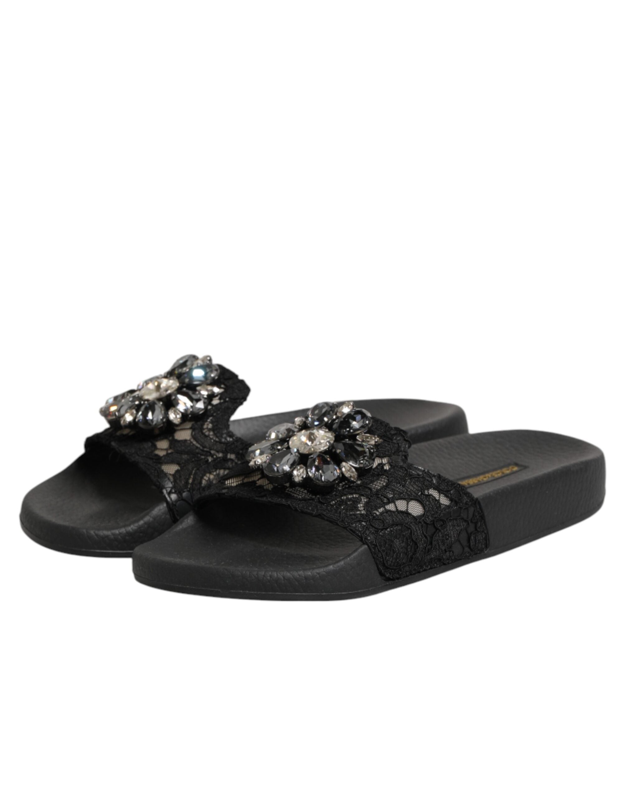 Dolce & Gabbana Black Devotion Matelassé Leather Slides-5