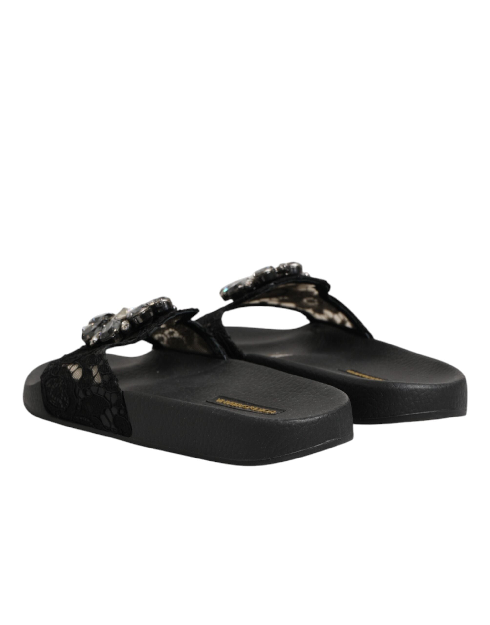 Dolce & Gabbana Black Devotion Matelassé Leather Slides-6