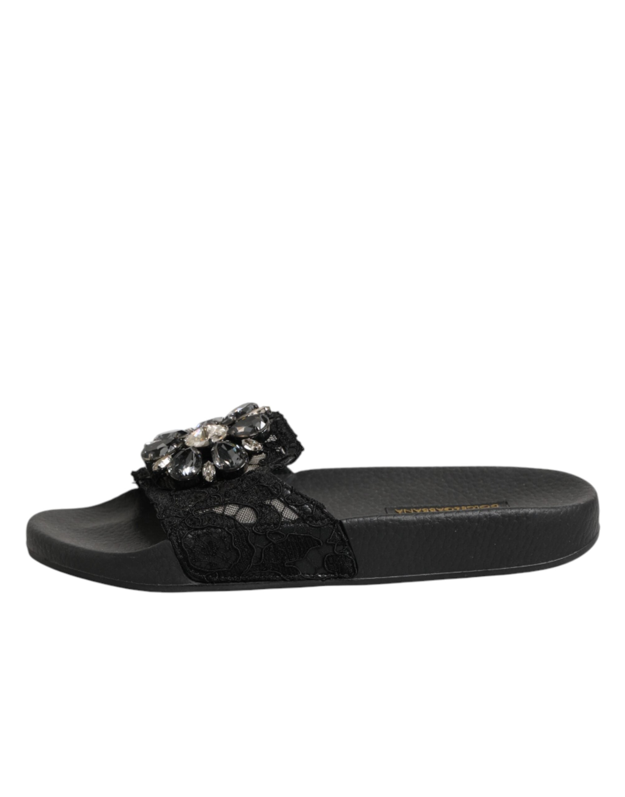 Dolce & Gabbana Black Devotion Matelassé Leather Slides-7