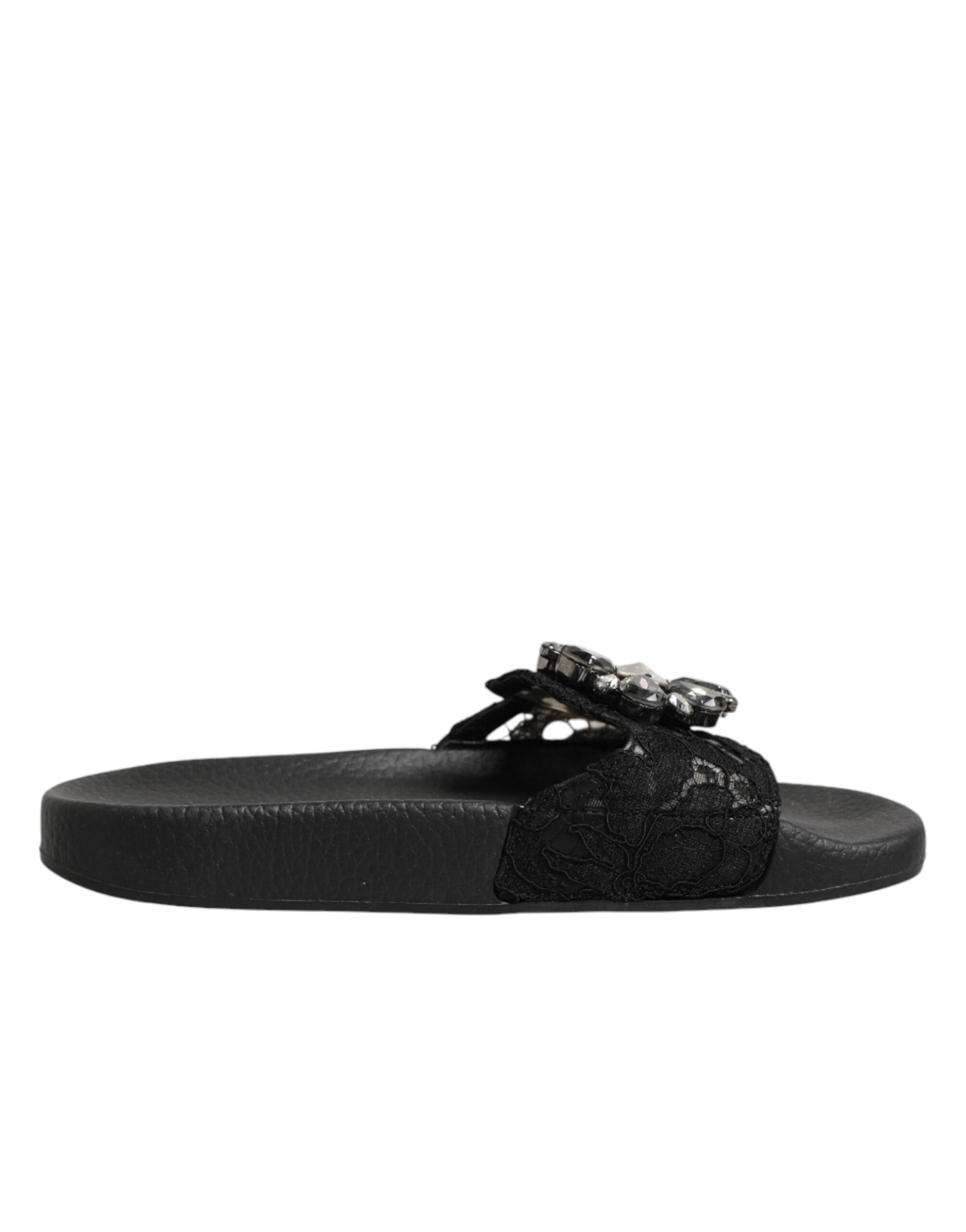 Dolce & Gabbana Black Devotion Matelassé Leather Slides-2