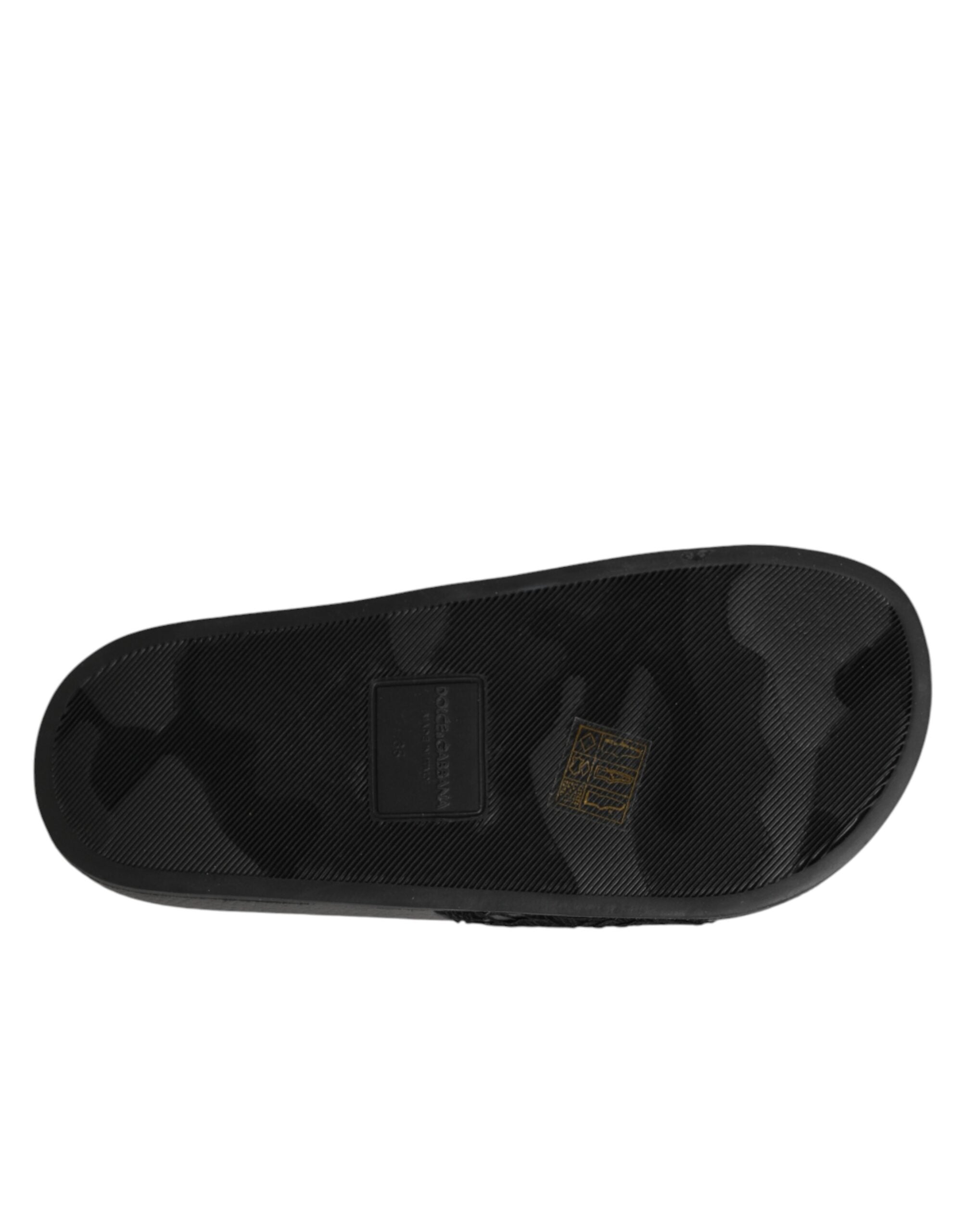 Dolce & Gabbana Black Devotion Matelassé Leather Slides-8