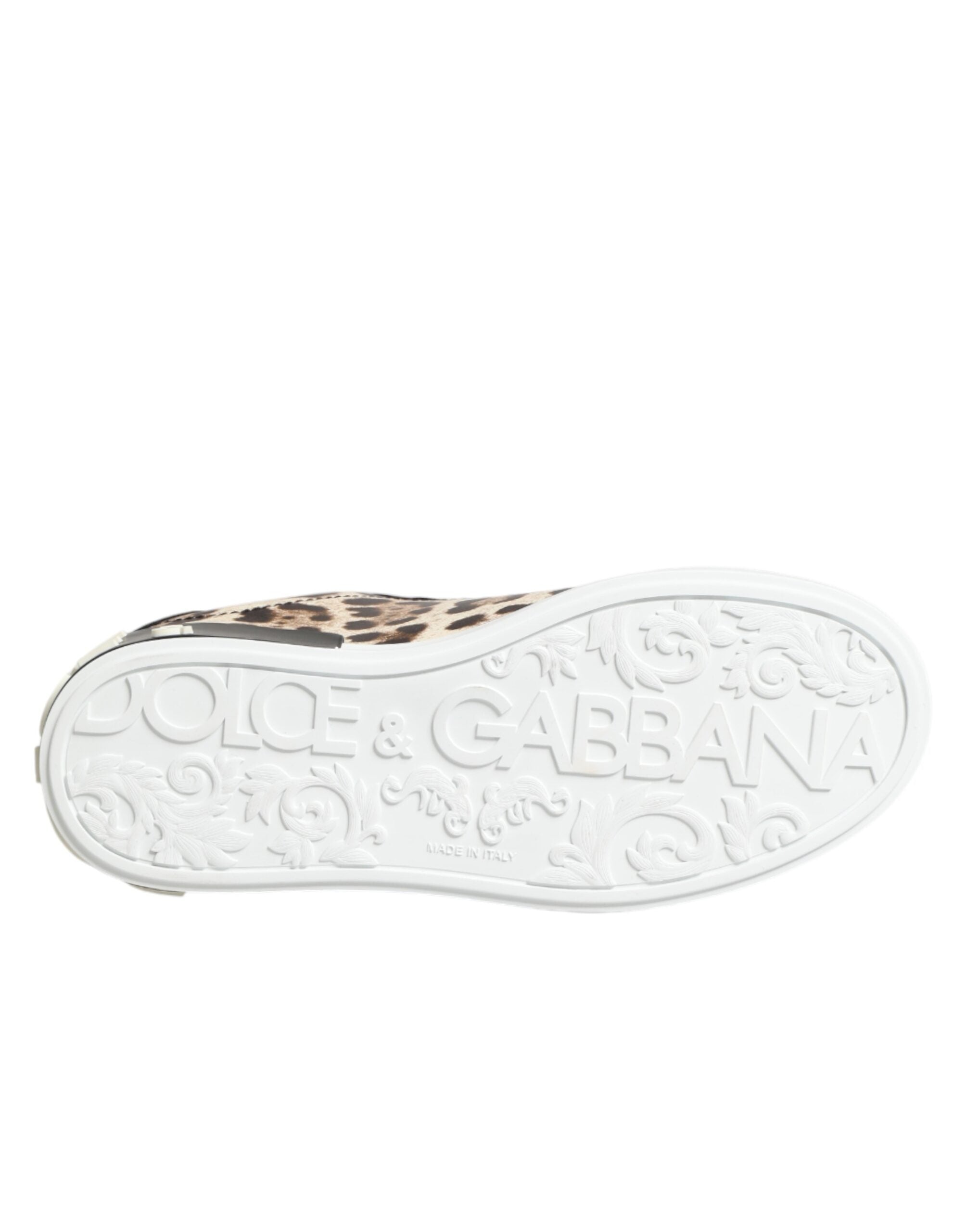 Dolce & Gabbana Braune Leder-Sneakers mit Leopardenmuster-8