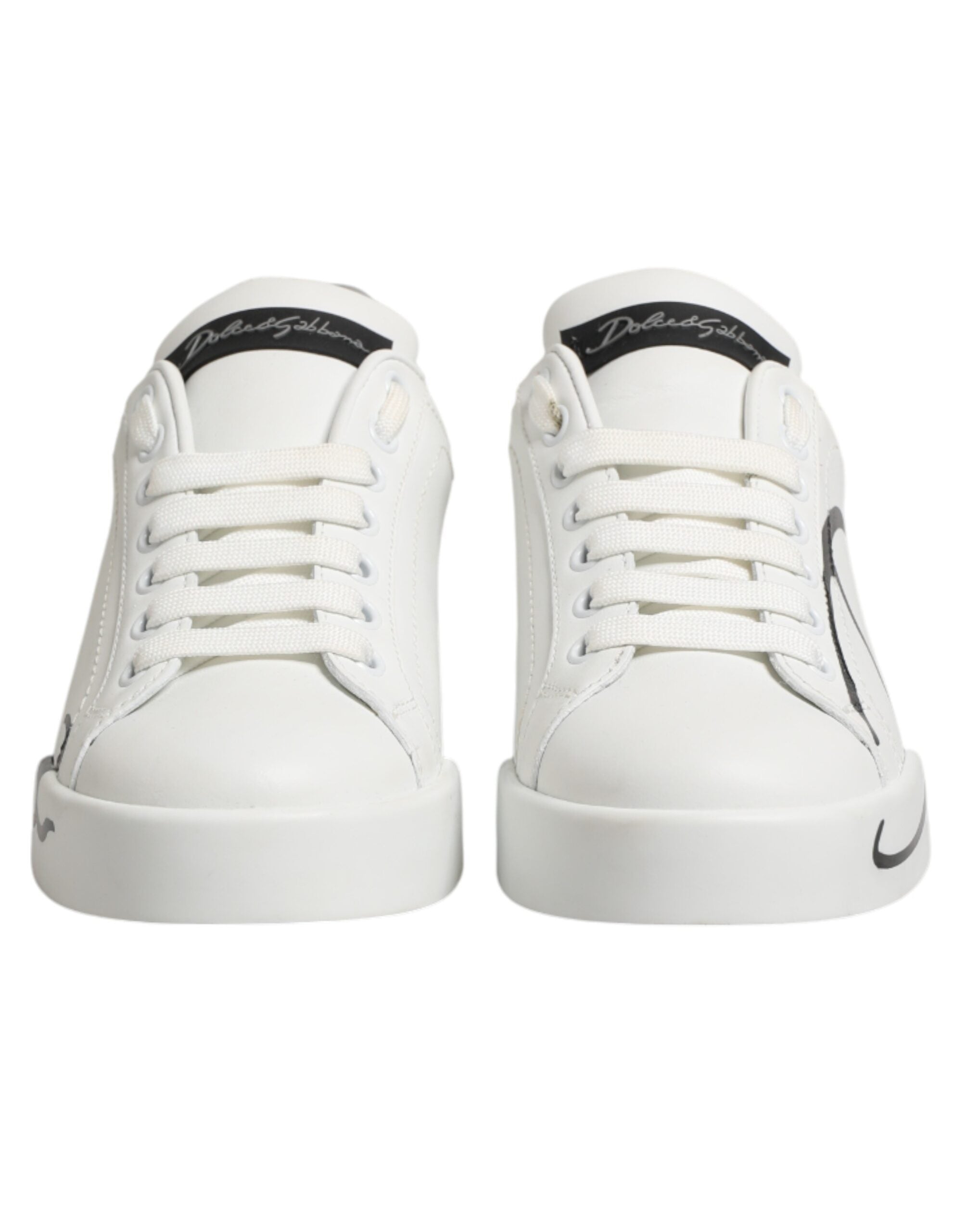 Dolce & Gabbana Weiße und graue Low-Top Sneaker aus Leder-3