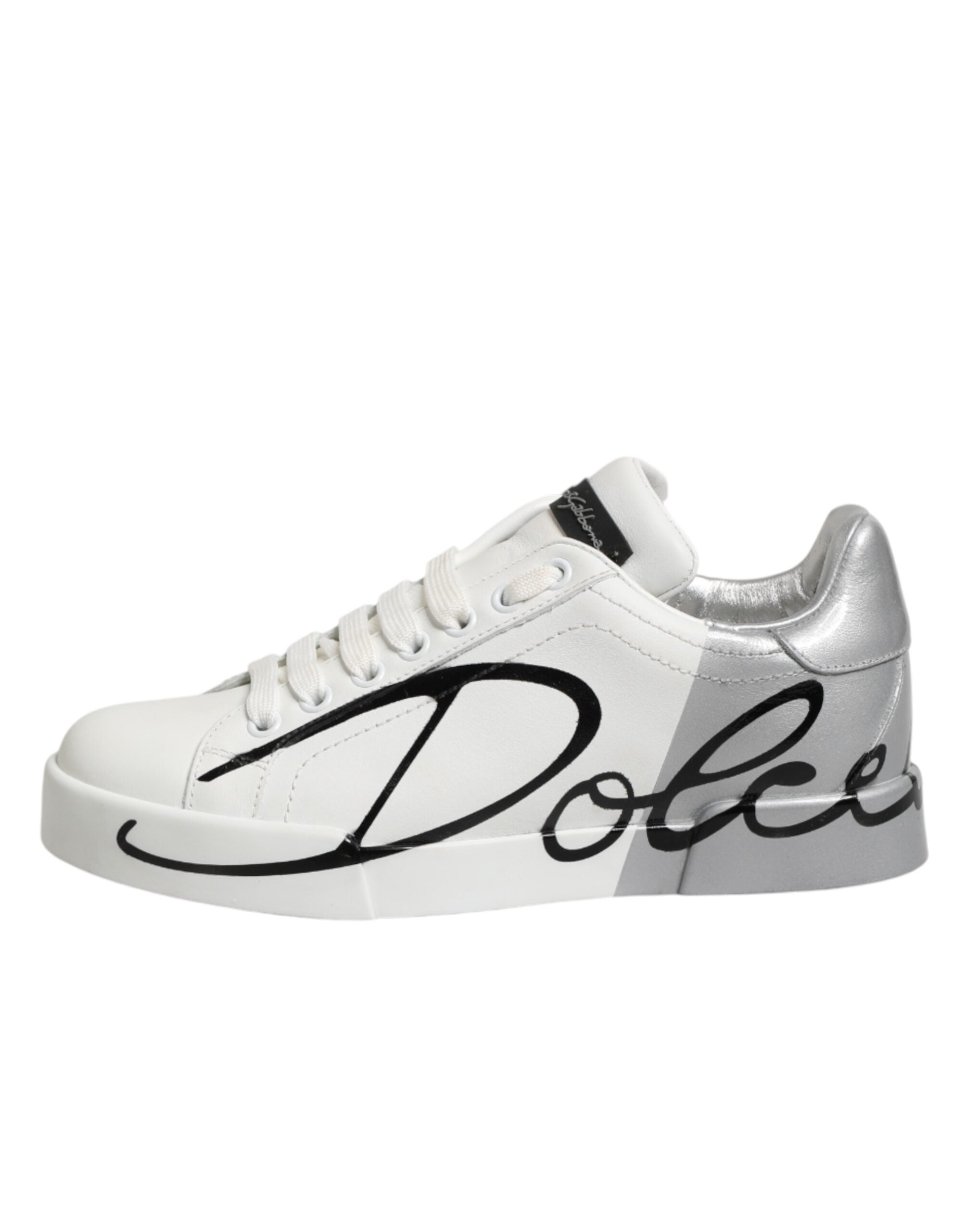 Dolce & Gabbana Weiße und graue Low-Top Sneaker aus Leder-7