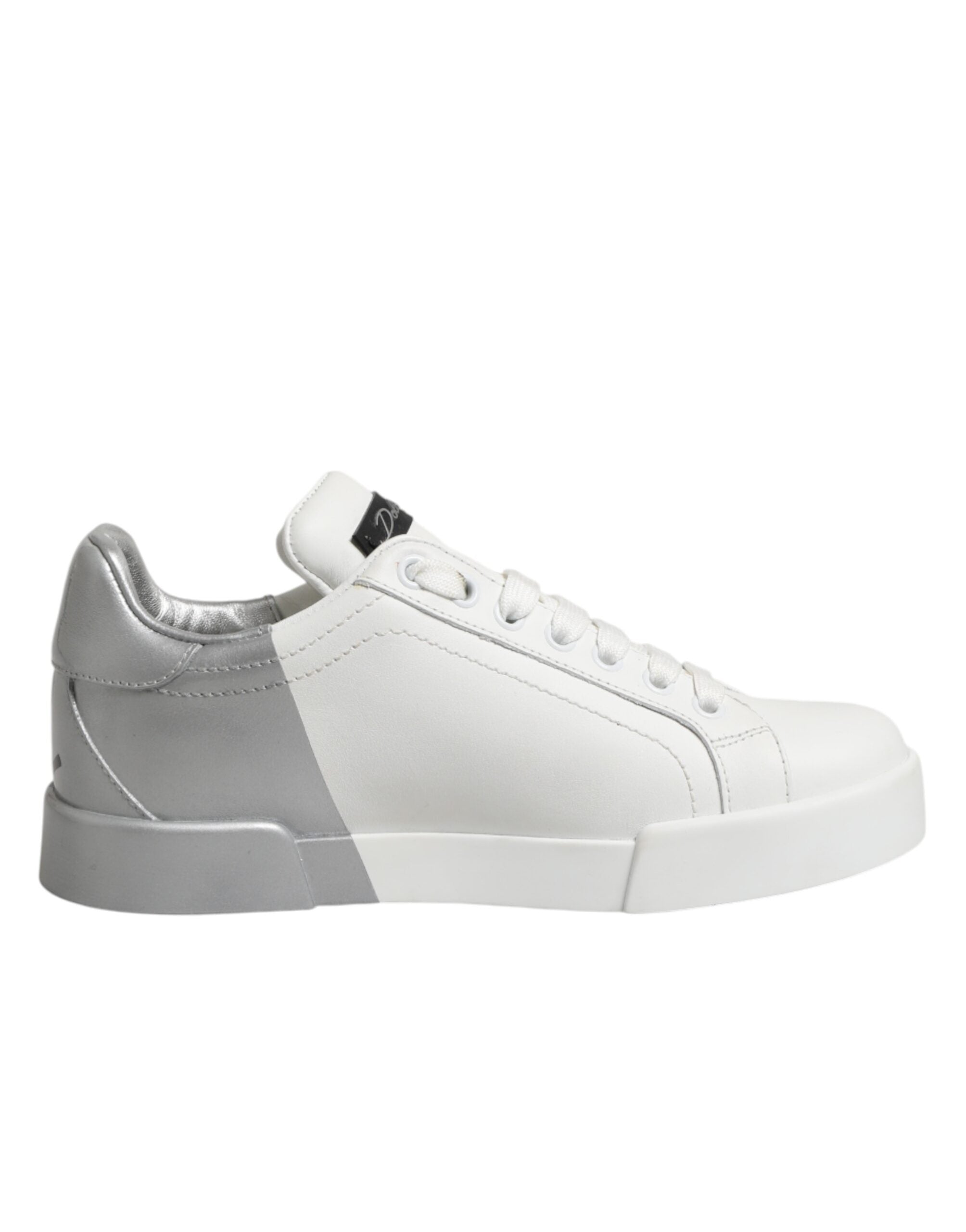 Dolce & Gabbana Weiße und graue Low-Top Sneaker aus Leder-2