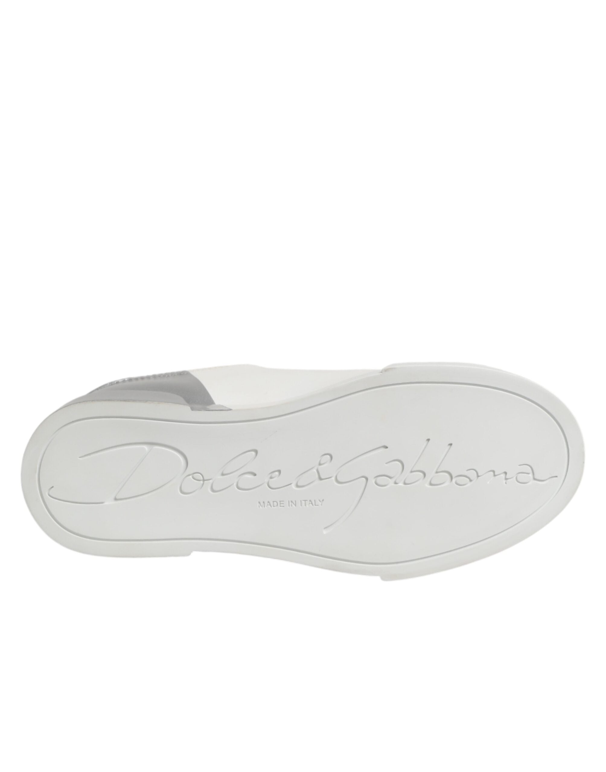Dolce & Gabbana Weiße und graue Low-Top Sneaker aus Leder-8