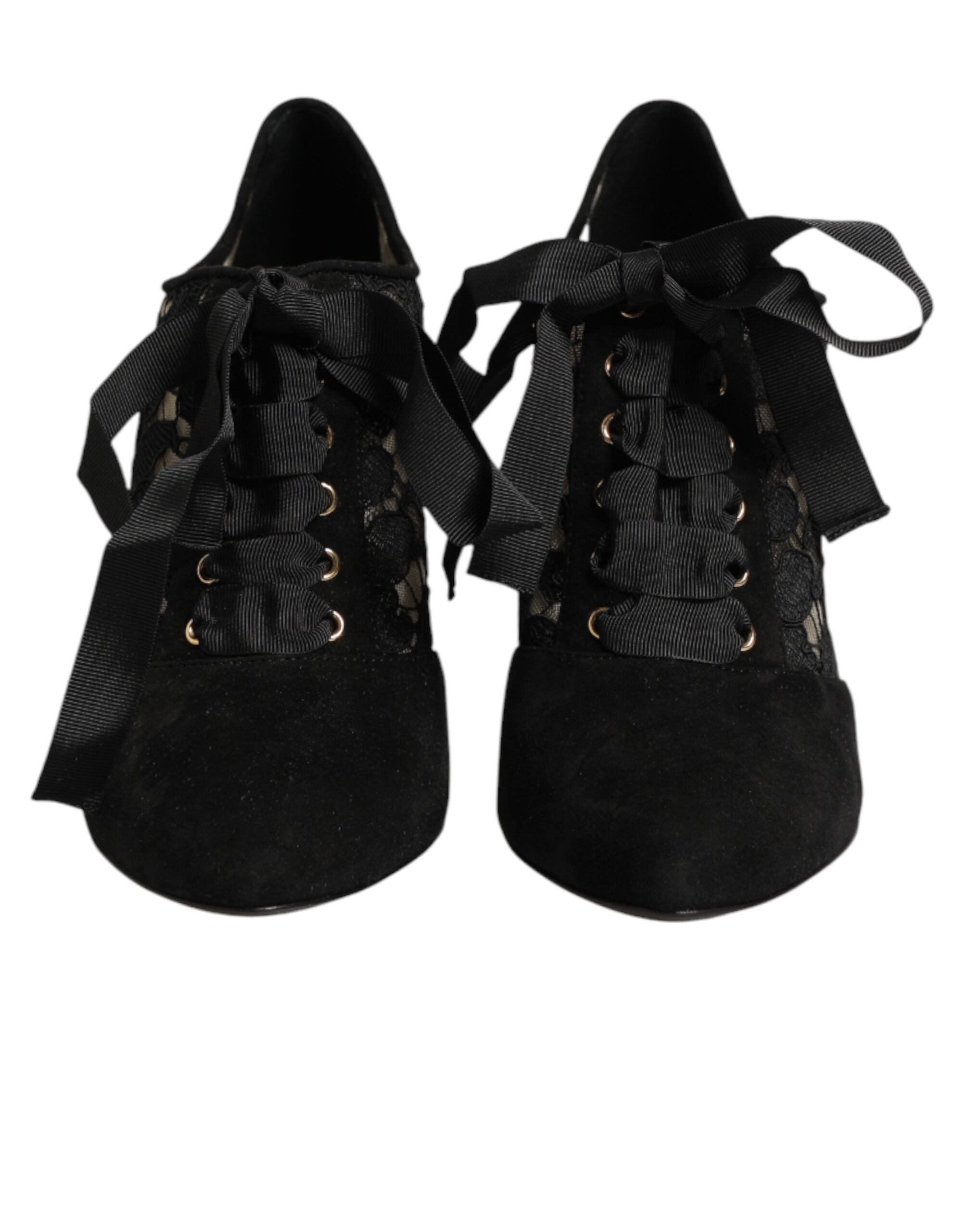 Dolce & Gabbana Schwarze Blumen-High-Heels mit Schnürung, Pumps-3