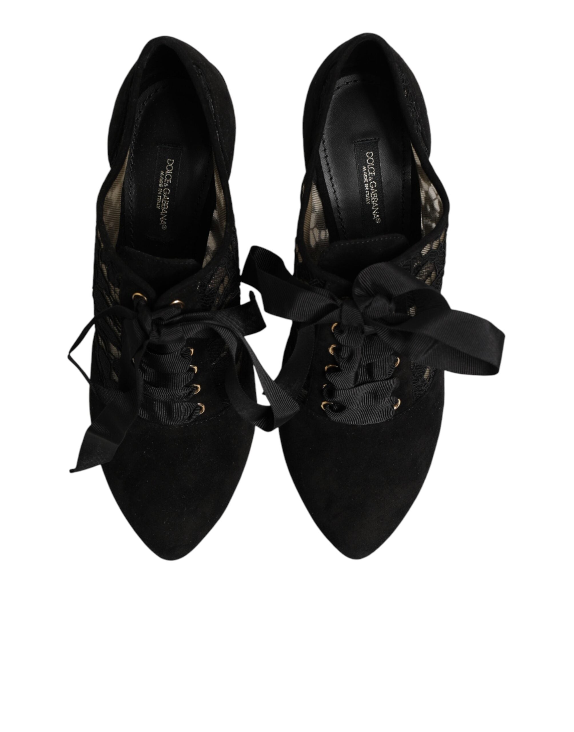 Dolce & Gabbana Schwarze Blumen-High-Heels mit Schnürung, Pumps-4
