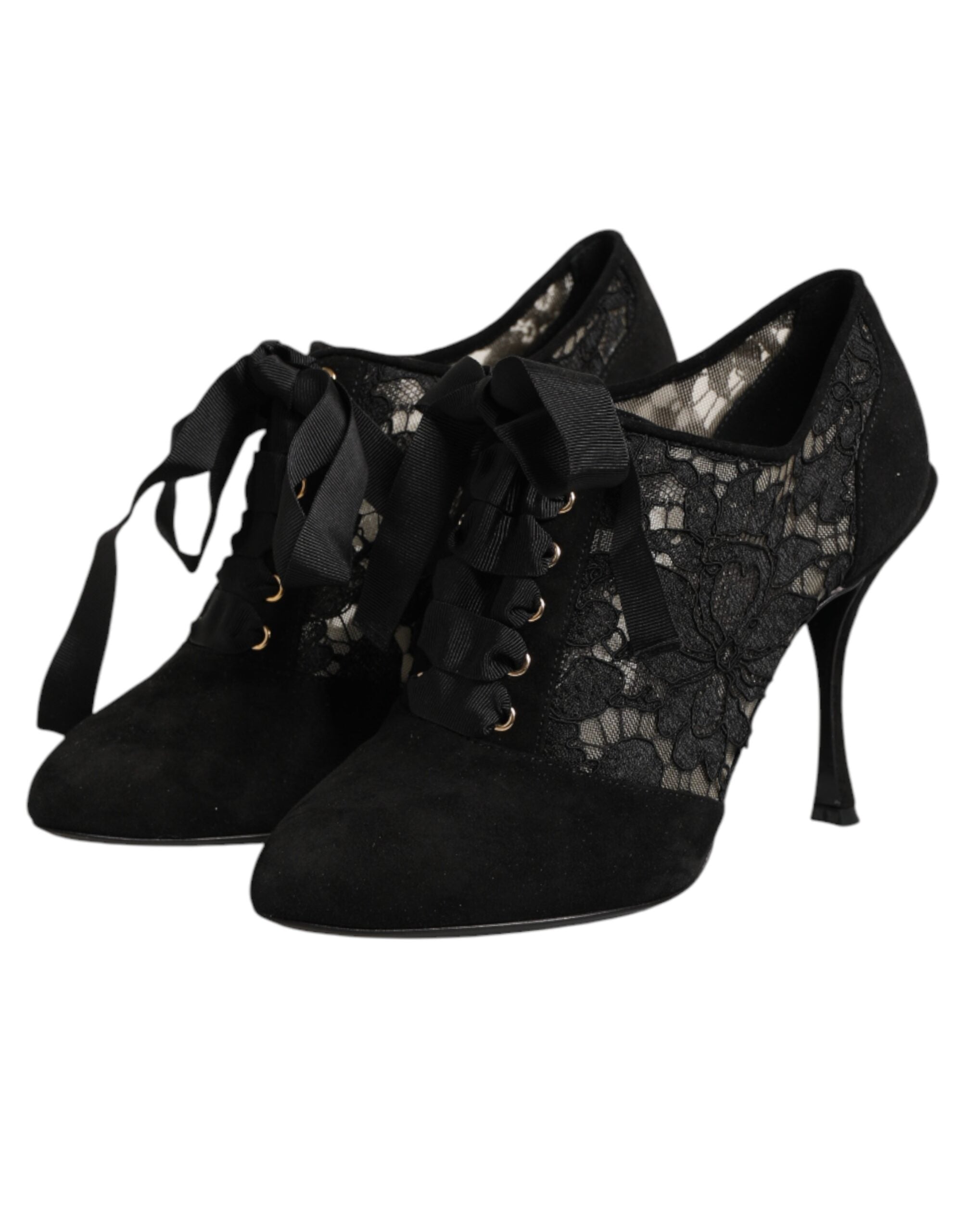 Dolce & Gabbana Schwarze Blumen-High-Heels mit Schnürung, Pumps-5