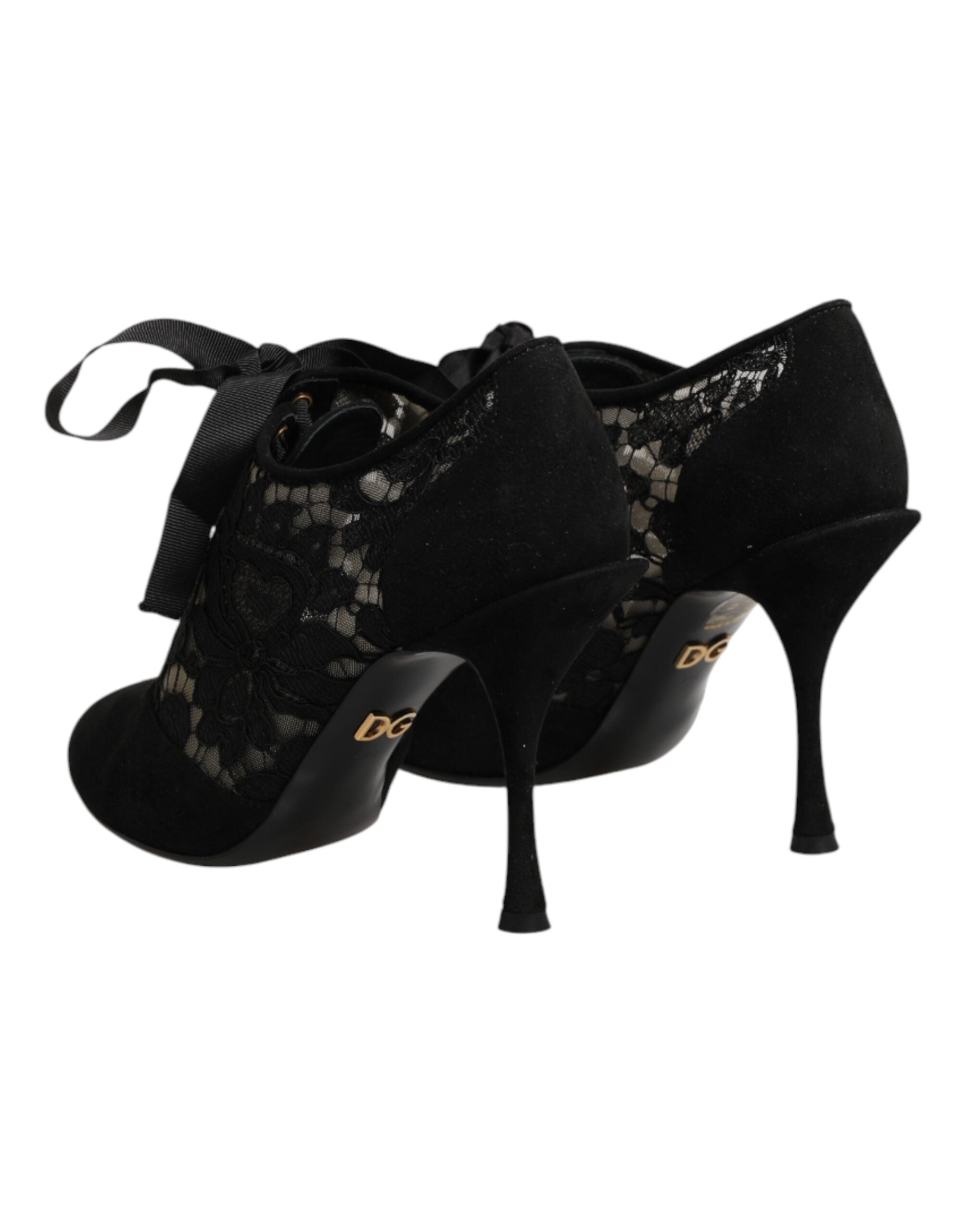 Dolce & Gabbana Schwarze Blumen-High-Heels mit Schnürung, Pumps-6