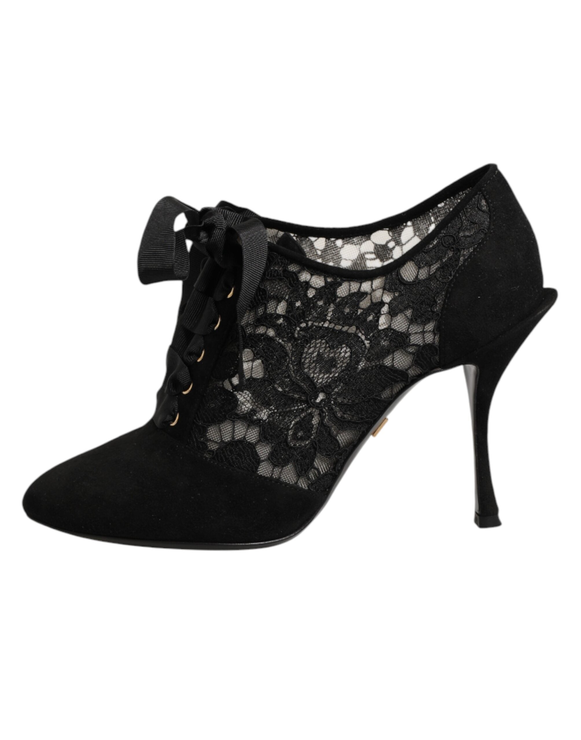 Dolce & Gabbana Schwarze Blumen-High-Heels mit Schnürung, Pumps-7