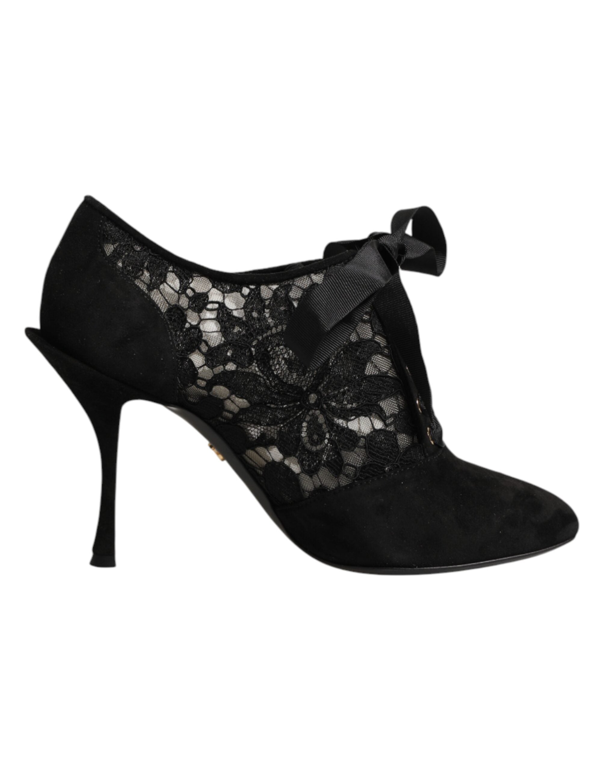 Dolce & Gabbana Schwarze Blumen-High-Heels mit Schnürung, Pumps-2