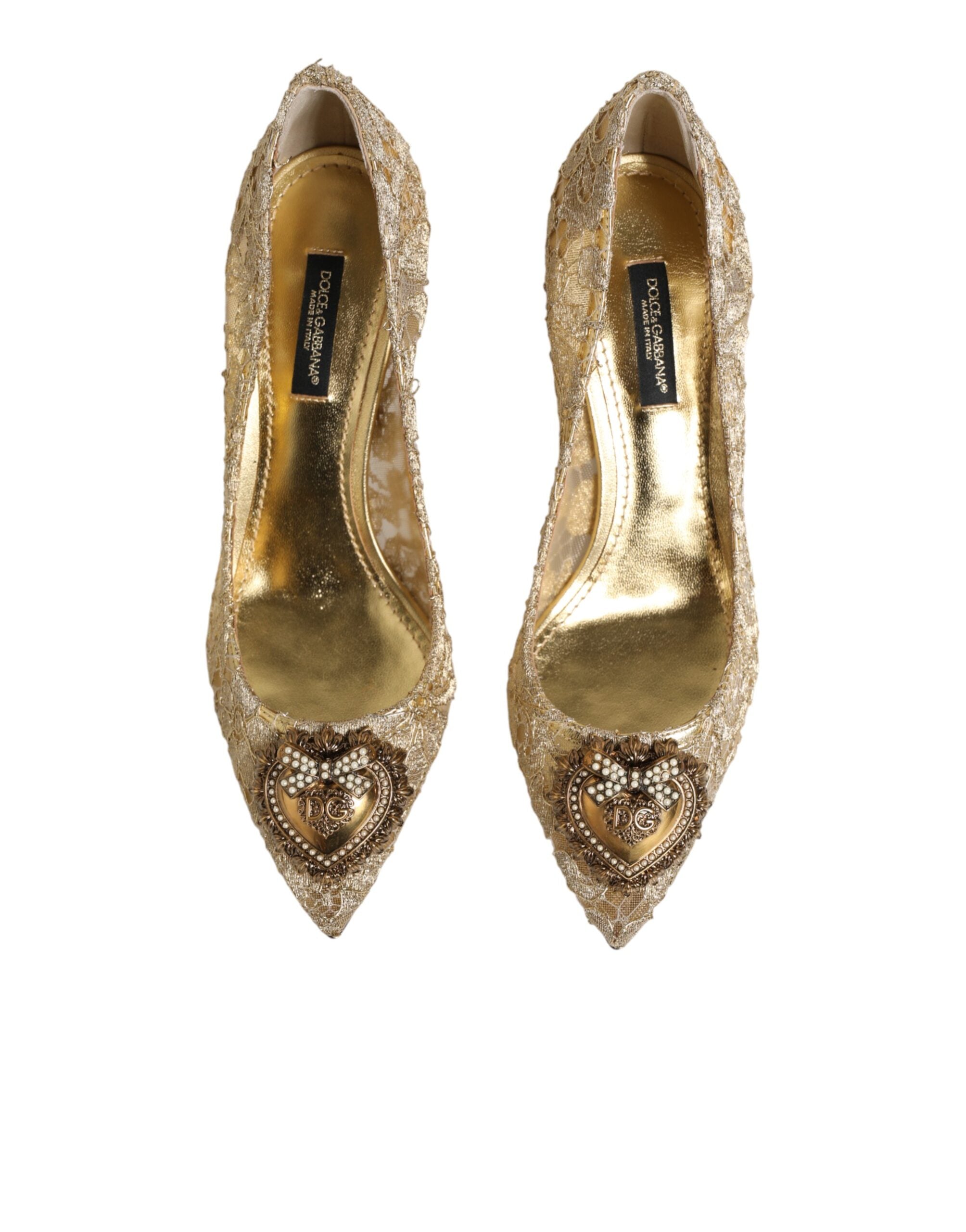 Dolce & Gabbana Goldene Taormina-Spitzen-DEVOTION-Pumps-4