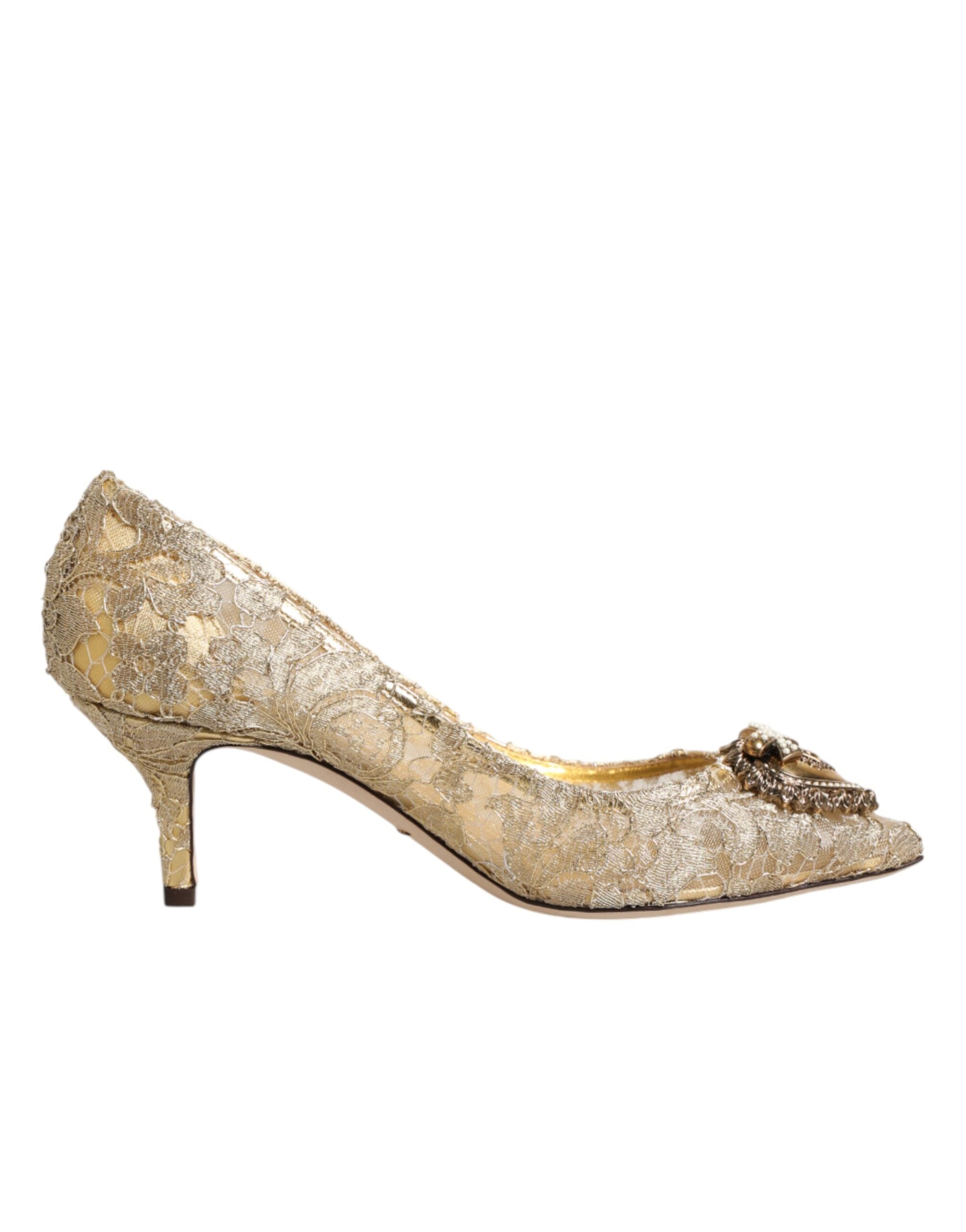 Dolce & Gabbana Goldene Taormina-Spitzen-DEVOTION-Pumps-1