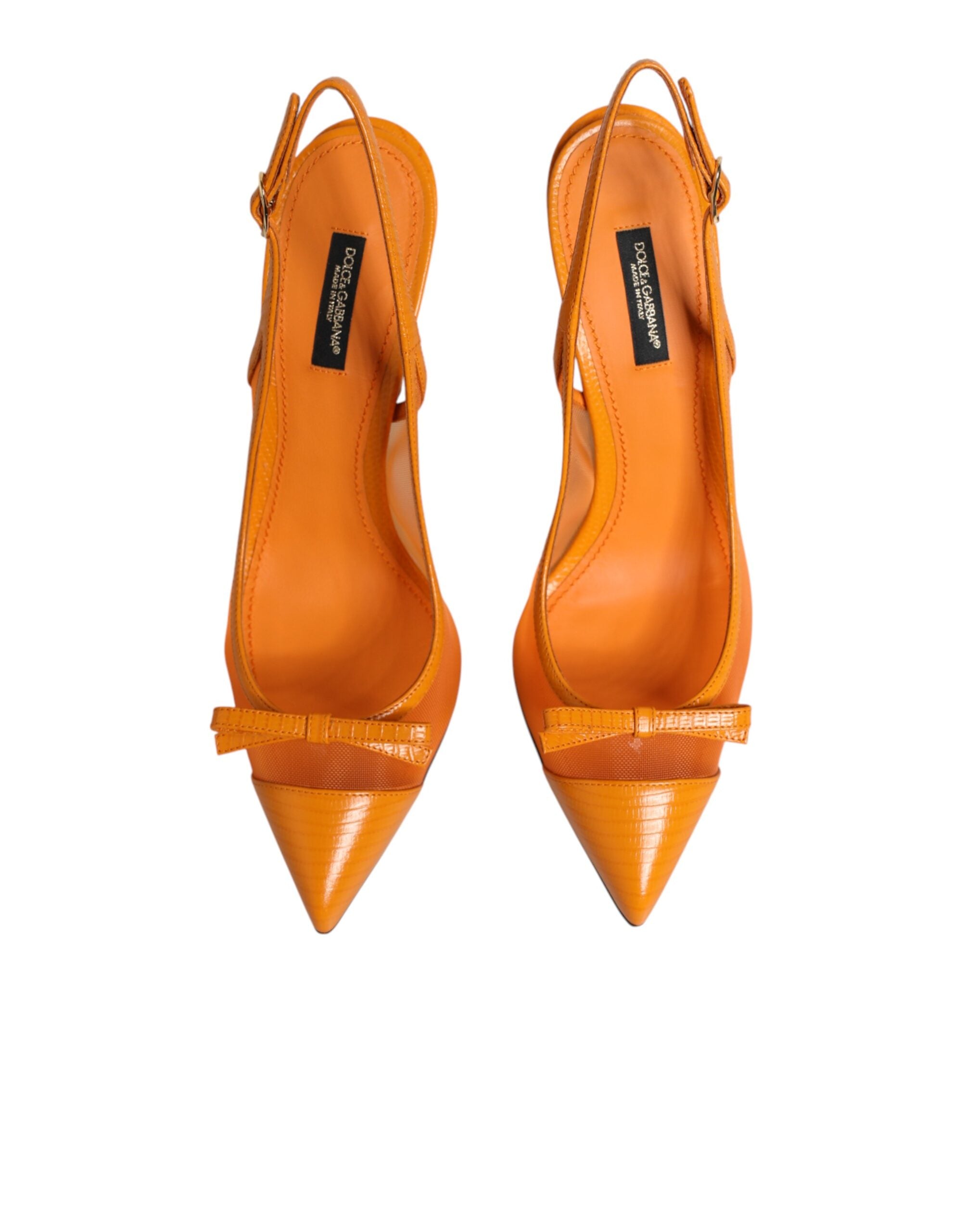 Dolce & Gabbana Orange Leder Mesh Slingback-Pumps-4