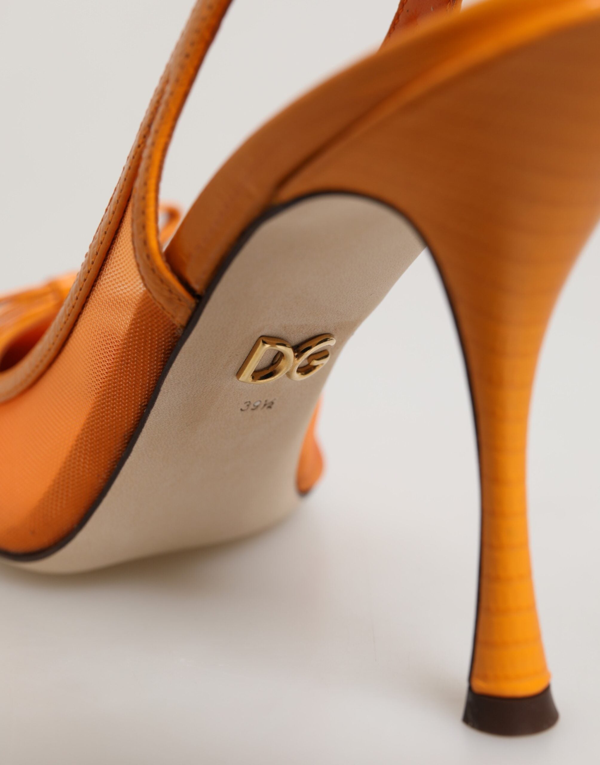 Dolce & Gabbana Orange Leder Mesh Slingback-Pumps-7