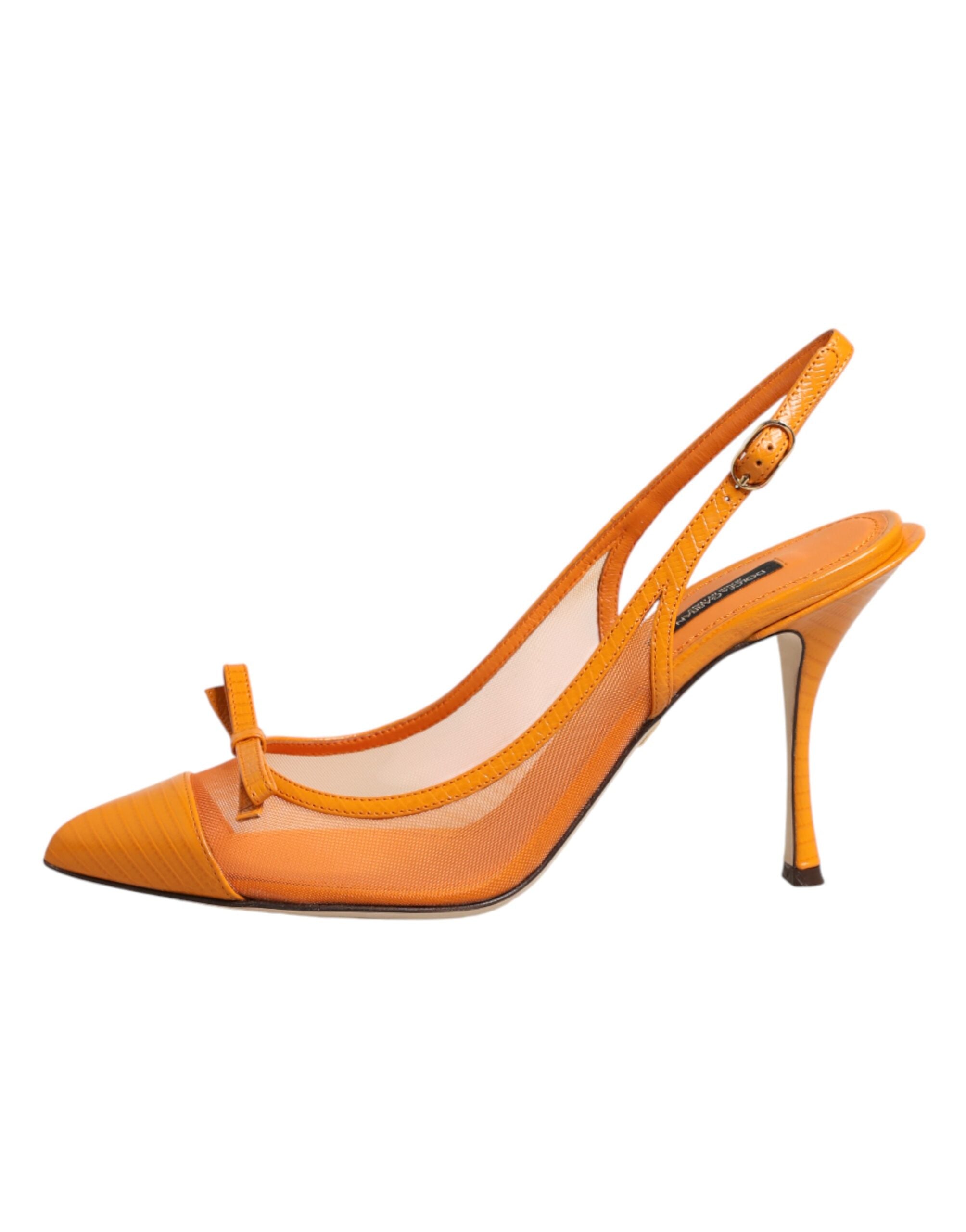 Dolce & Gabbana Orange Leder Mesh Slingback-Pumps-8