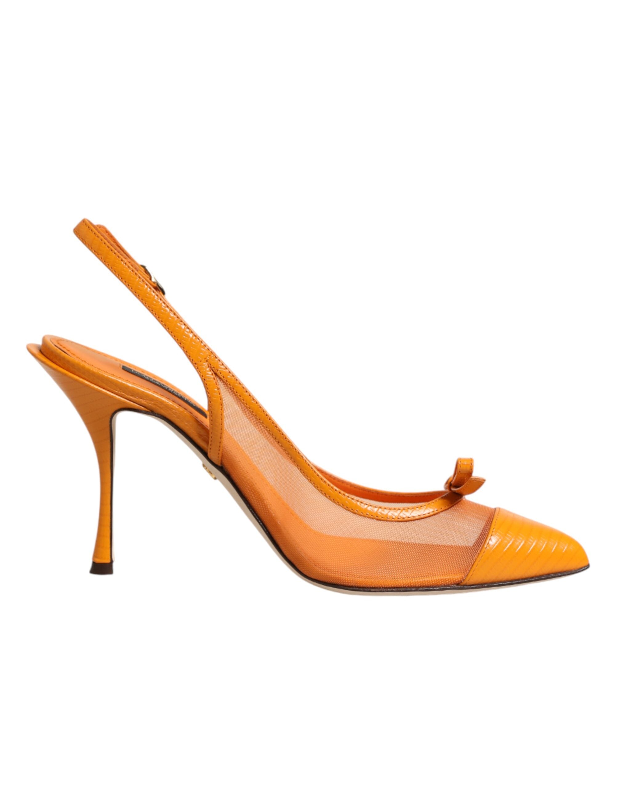 Dolce & Gabbana Orange Leder Mesh Slingback-Pumps-1
