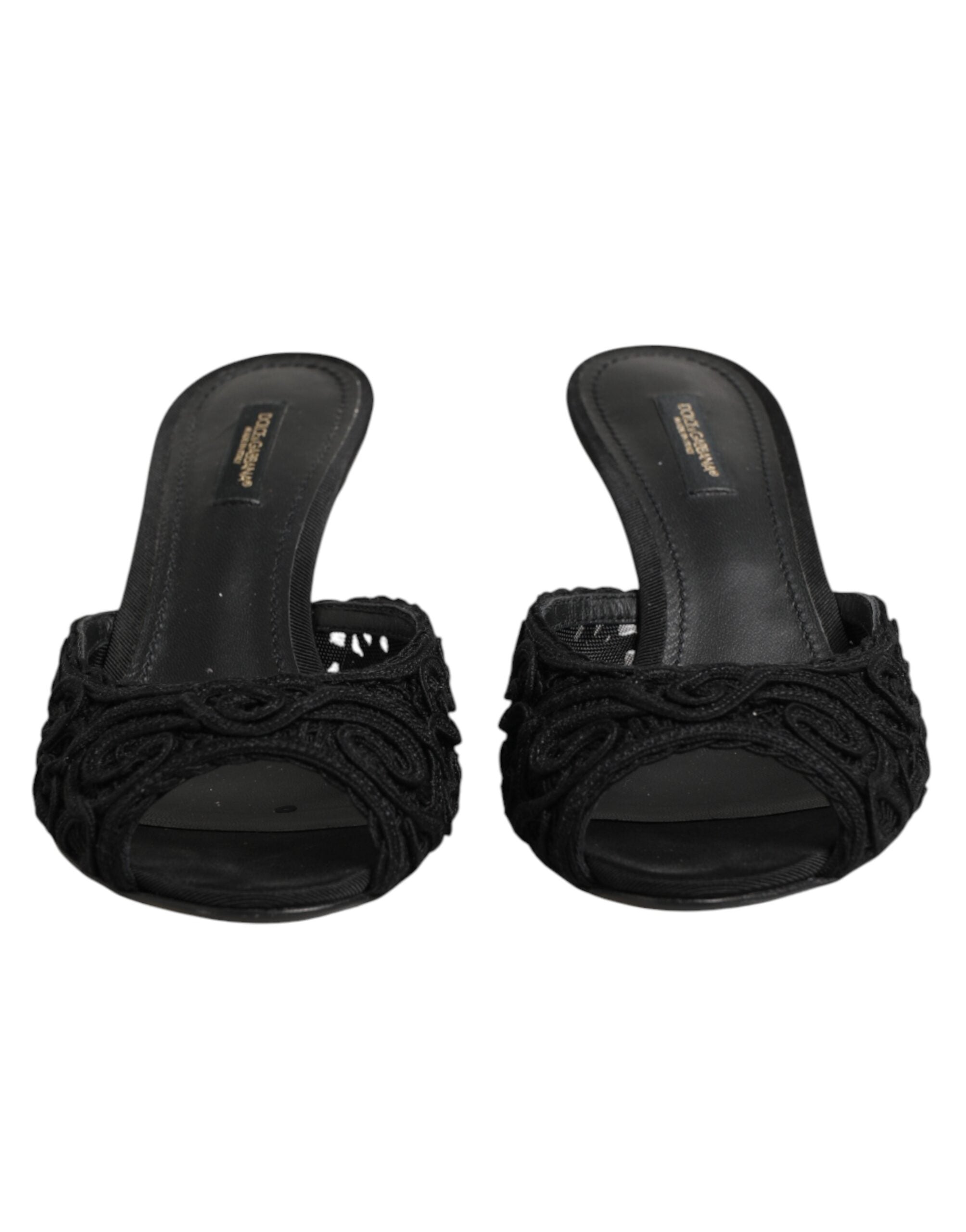 Mules sin cordones con tacón y bordados negros de Dolce & Gabbana-3