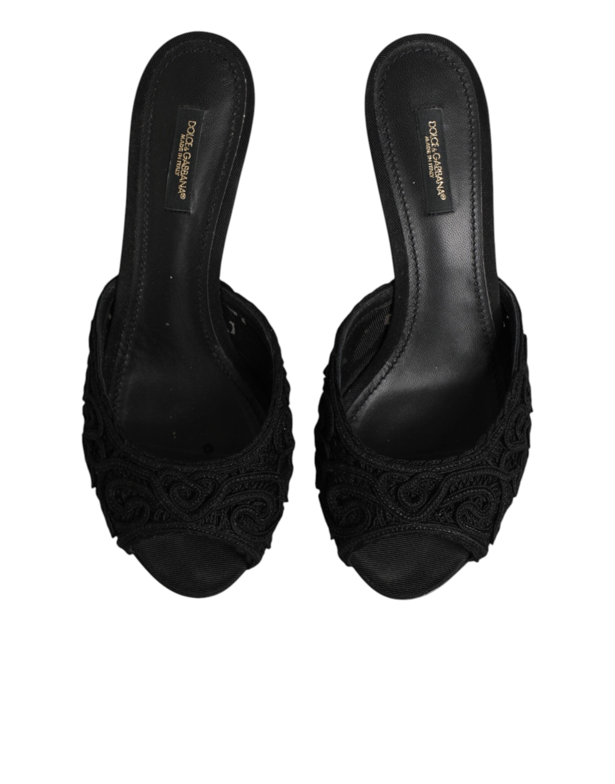 Mules sin cordones con tacón y bordados negros de Dolce & Gabbana-4