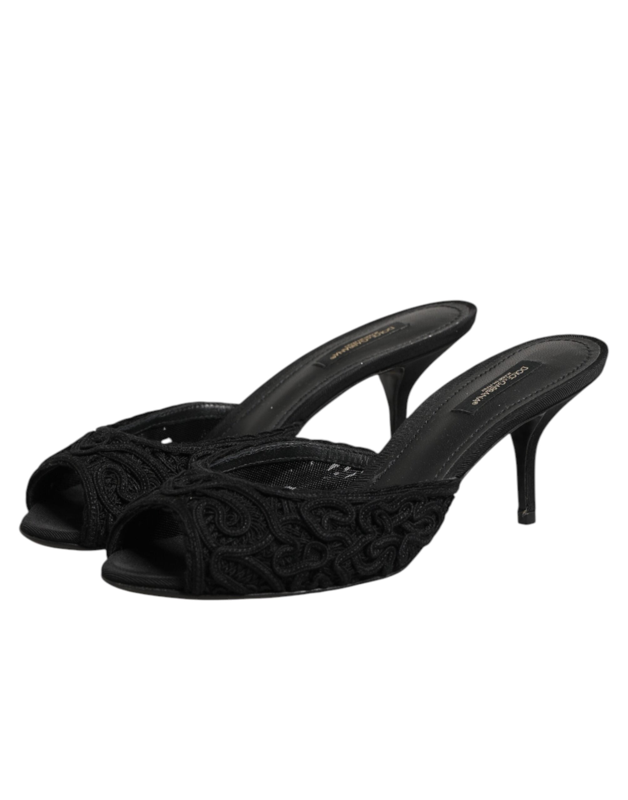 Mules sin cordones con tacón y bordados negros de Dolce & Gabbana-5