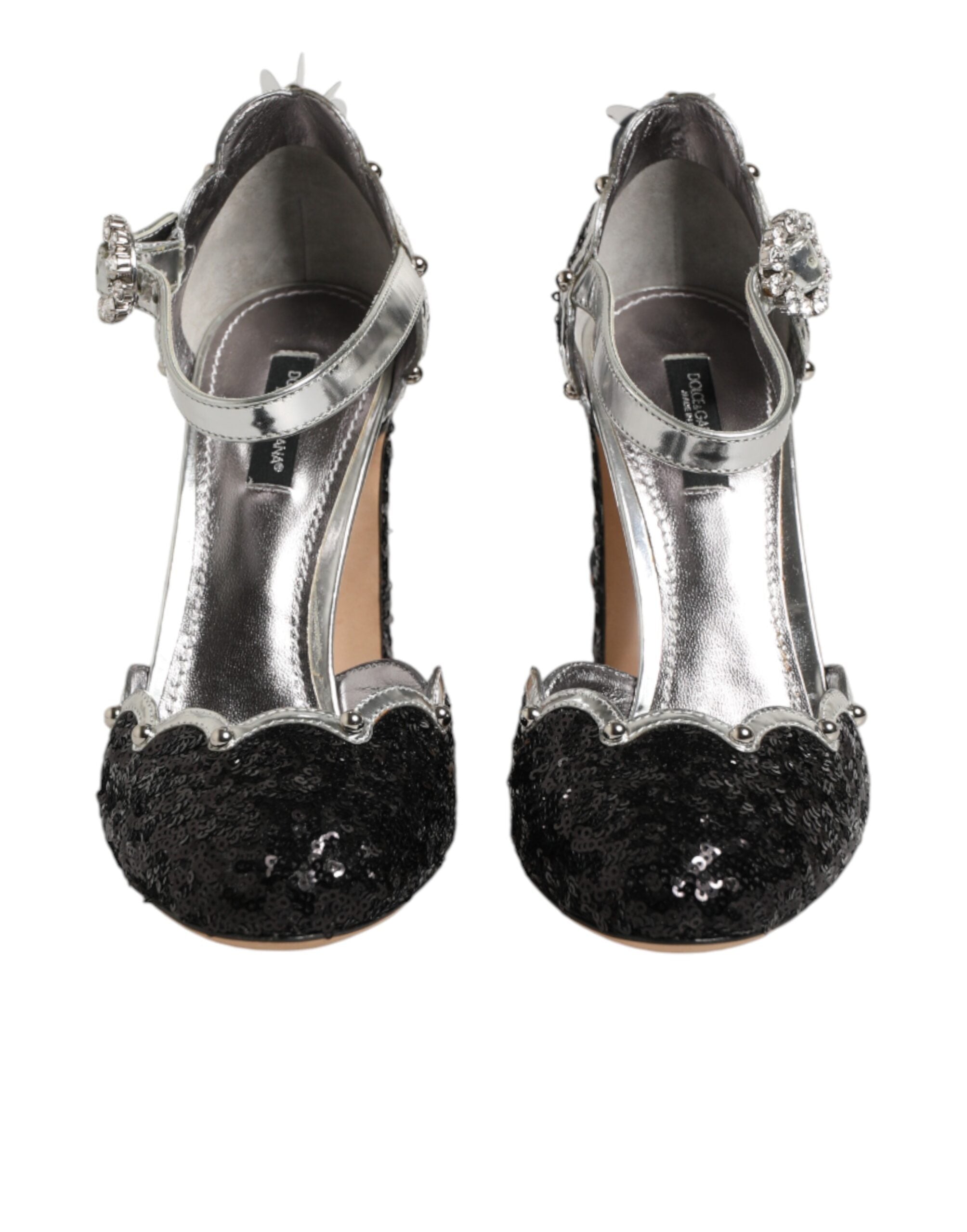 Sandalias negras Dolce & Gabbana con lentejuelas y tira en el tobillo-3