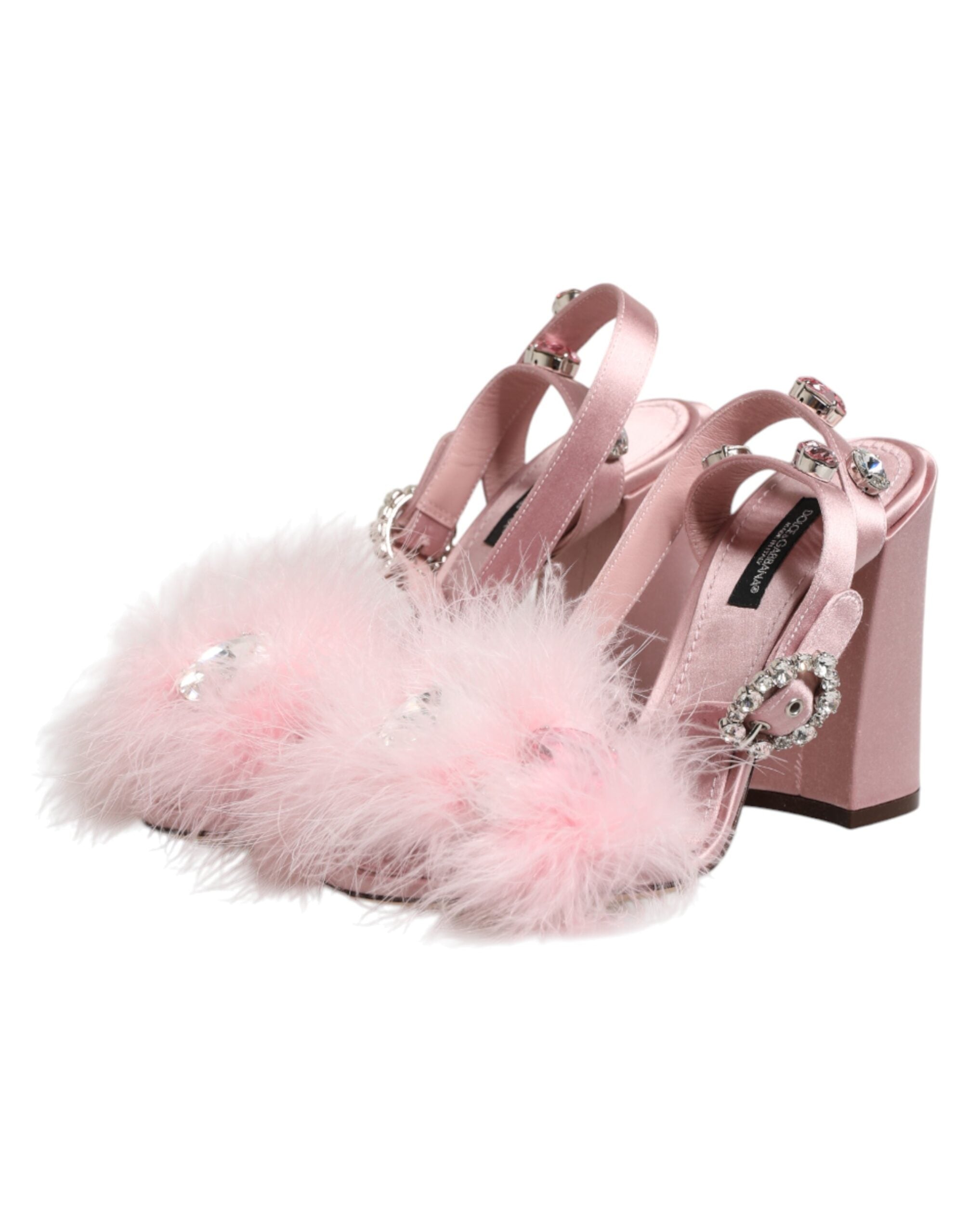 Dolce & Gabbana Pinke Sandalen mit Pailletten und Knöchelriemen-5