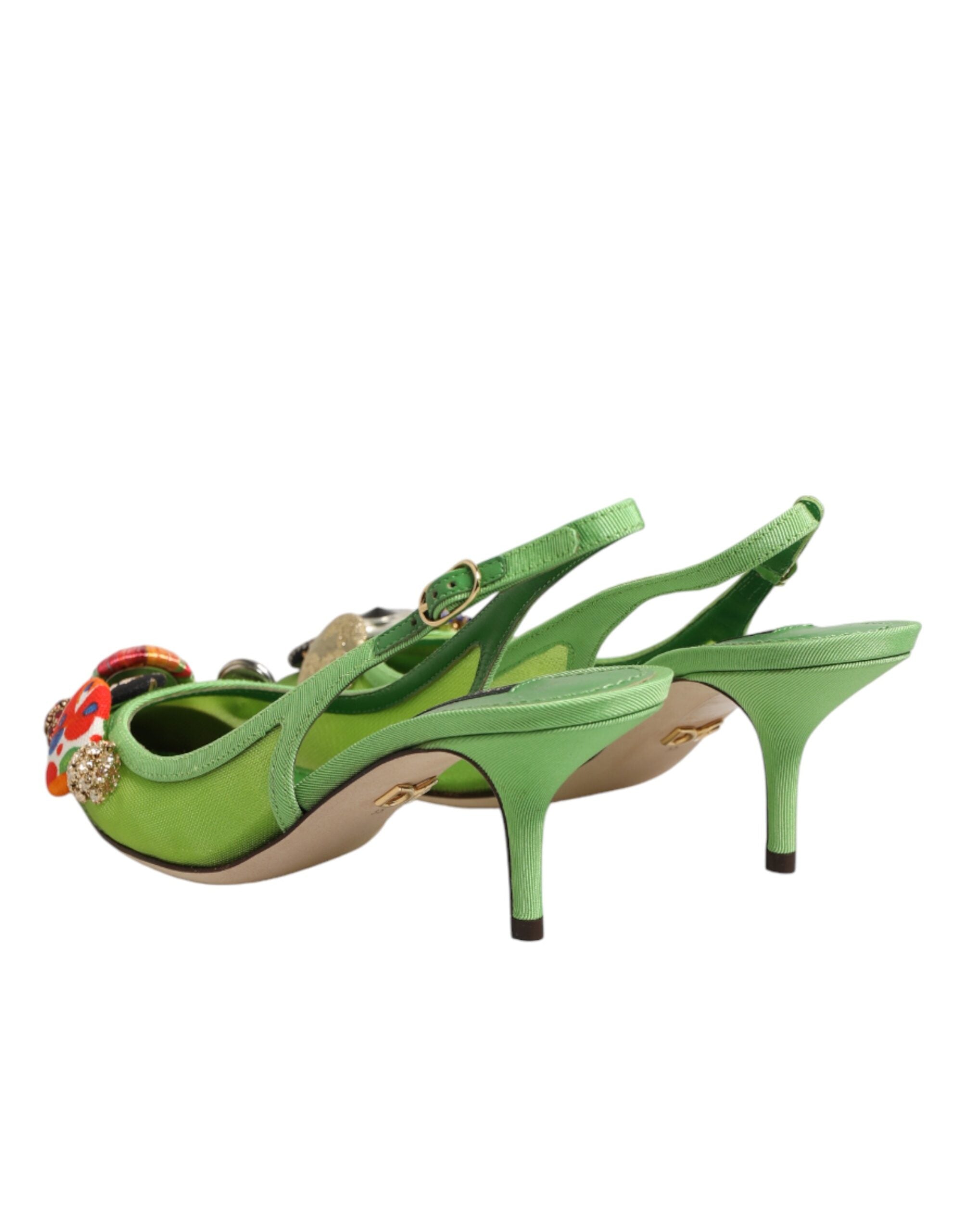 Zapatos de salón verdes con tira trasera y adornos de Dolce & Gabbana-6