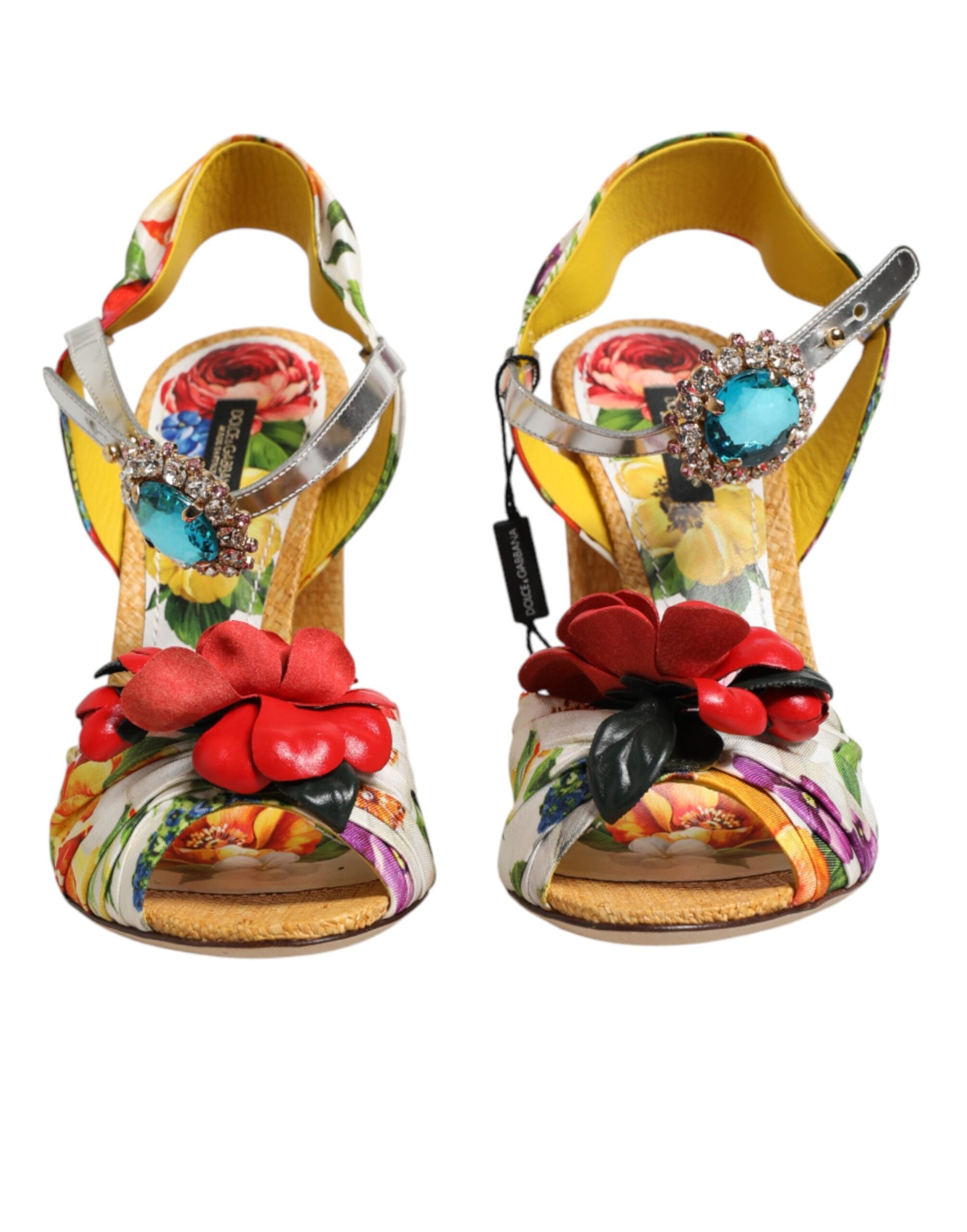 Dolce & Gabbana Sandalen mit floralem Kristallbesatz in Multicolor-3