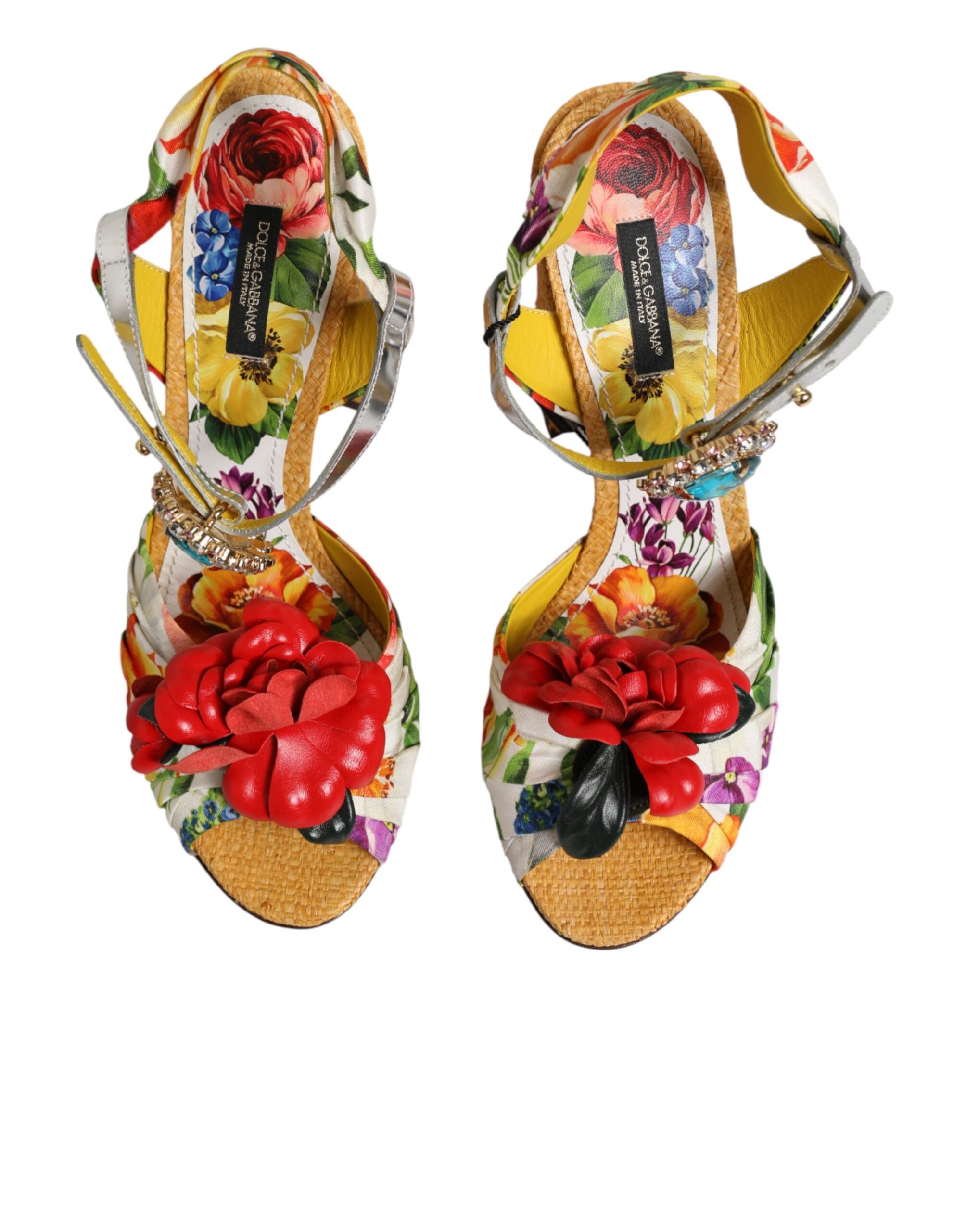 Dolce & Gabbana Sandalen mit floralem Kristallbesatz in Multicolor-4