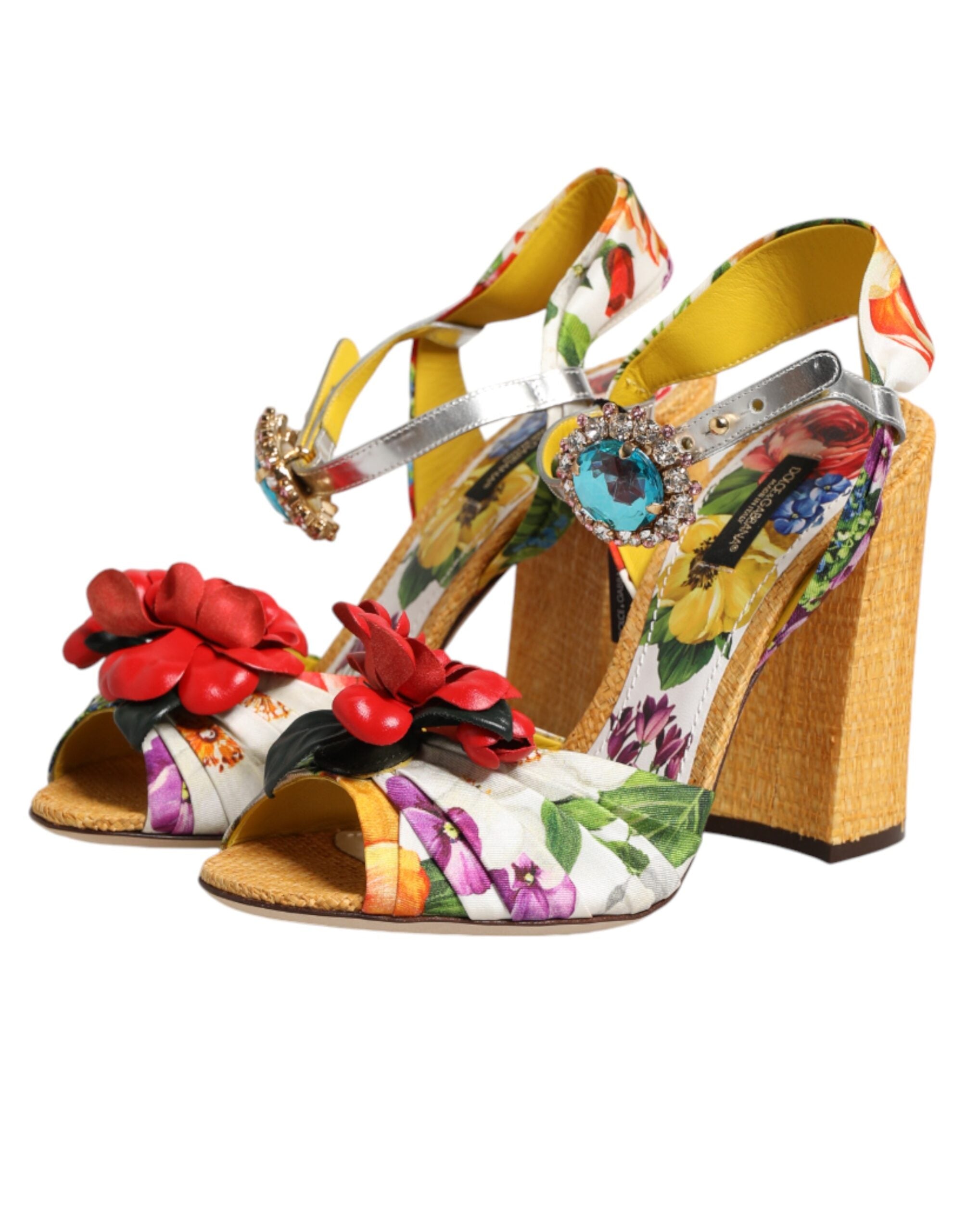 Dolce & Gabbana Sandalen mit floralem Kristallbesatz in Multicolor-5