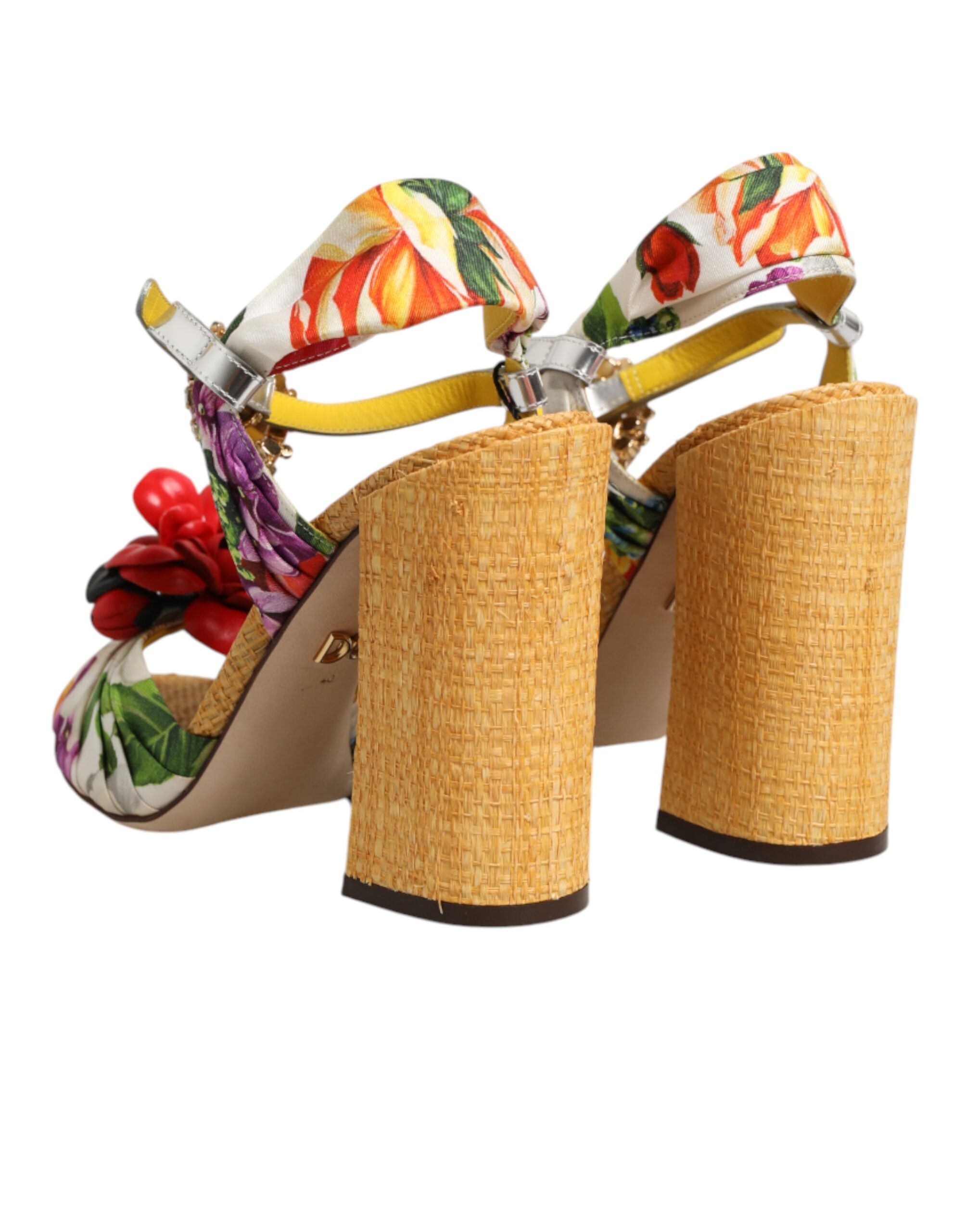 Dolce & Gabbana Sandalen mit floralem Kristallbesatz in Multicolor-6