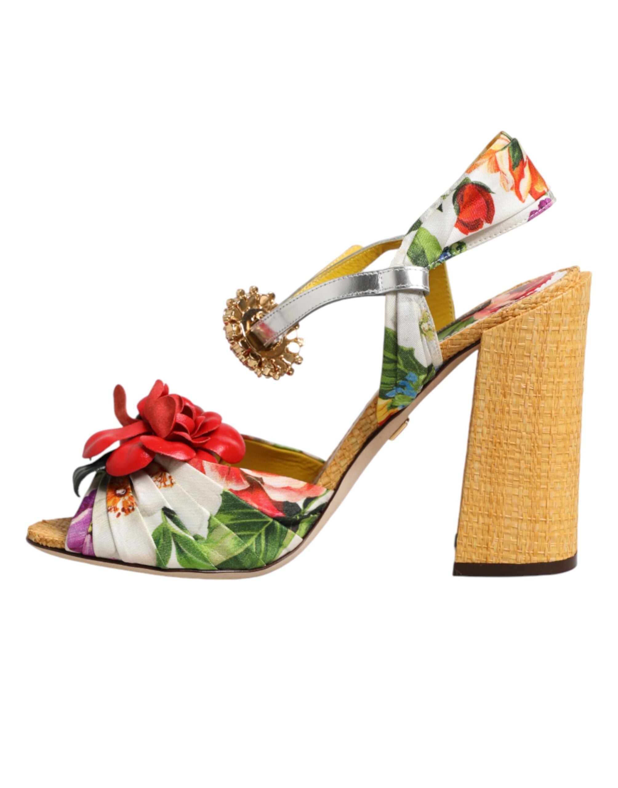 Dolce & Gabbana Sandalen mit floralem Kristallbesatz in Multicolor-7