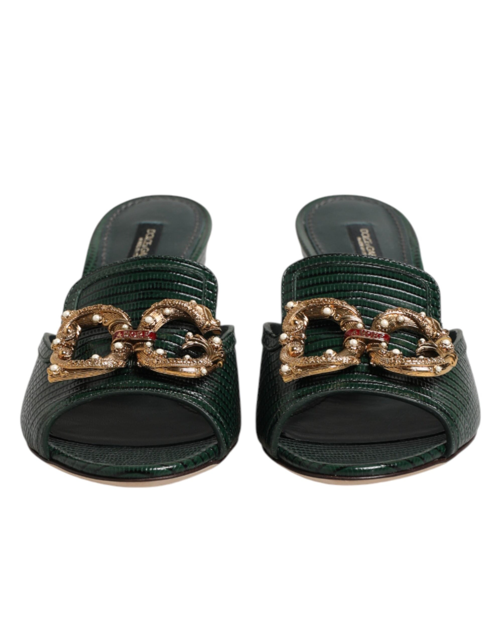 Dolce & Gabbana Green DG Amore Heeled Mules-3